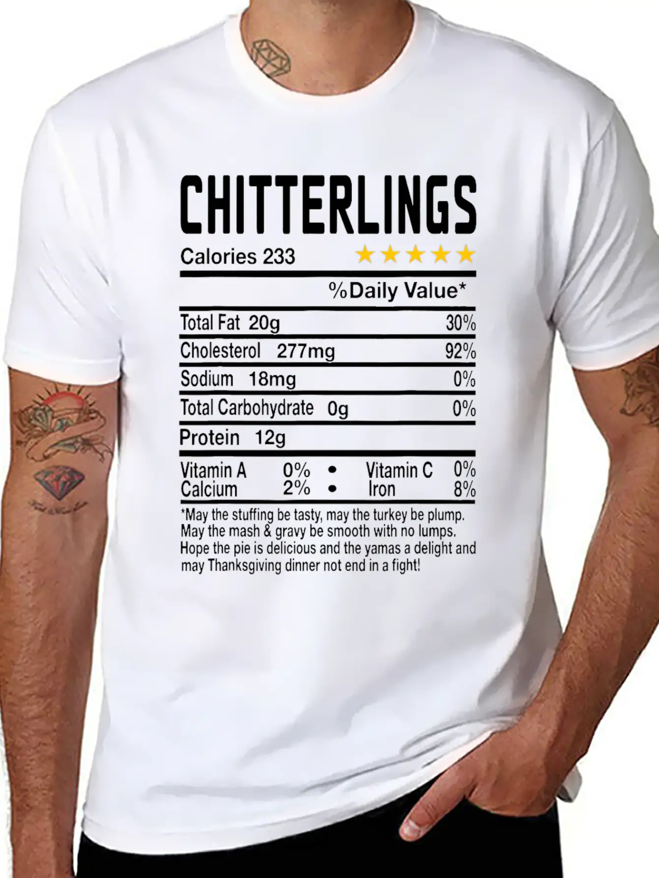 Chitterlings Nutrition Facts Funny Thanksgiving Ch Unisex Casual T-Shirt – Clean Design For Daily Comfort