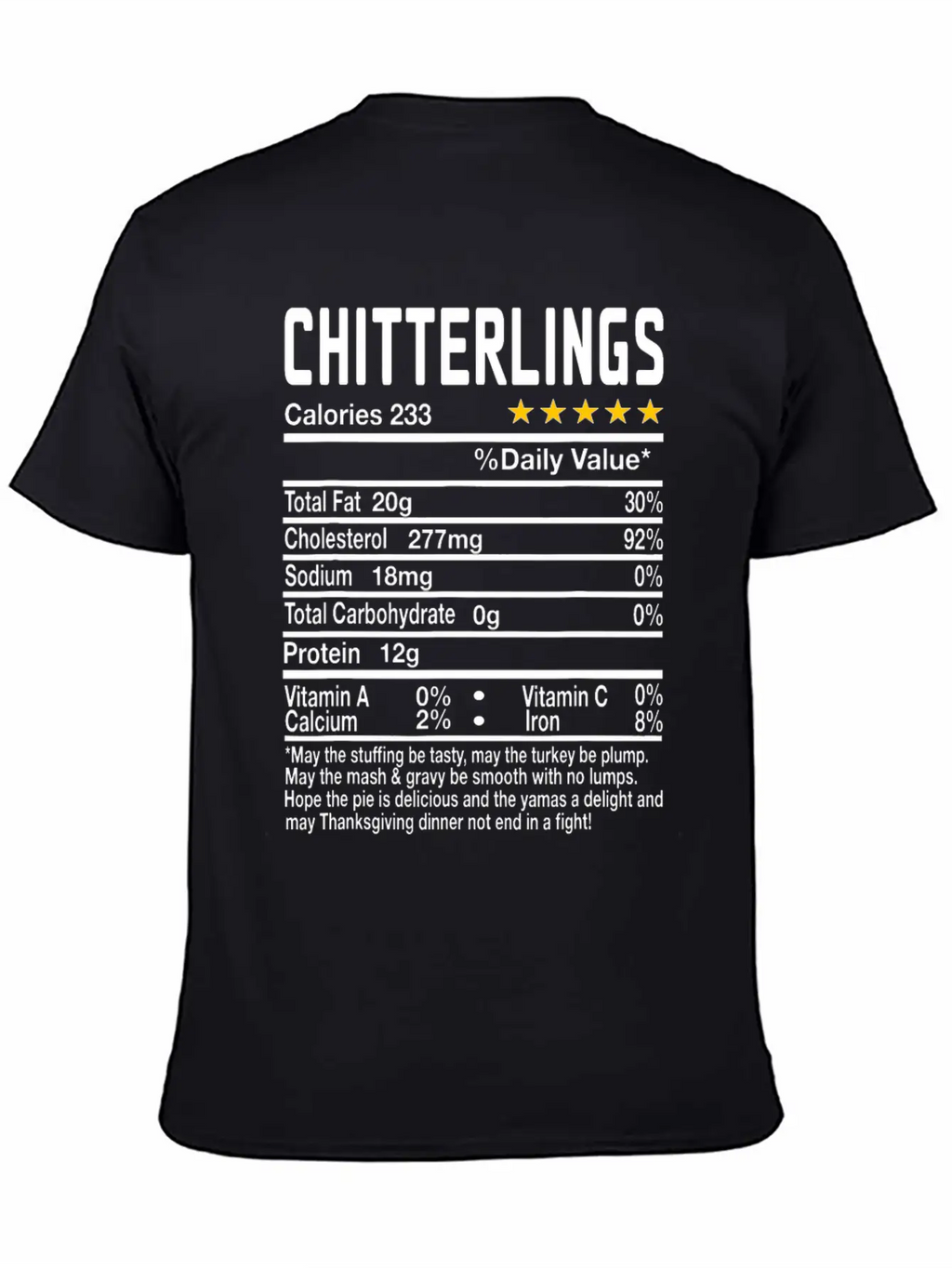 Chitterlings Nutrition Facts Funny Thanksgiving Ch Unisex Casual T-Shirt – Clean Design For Daily Comfort