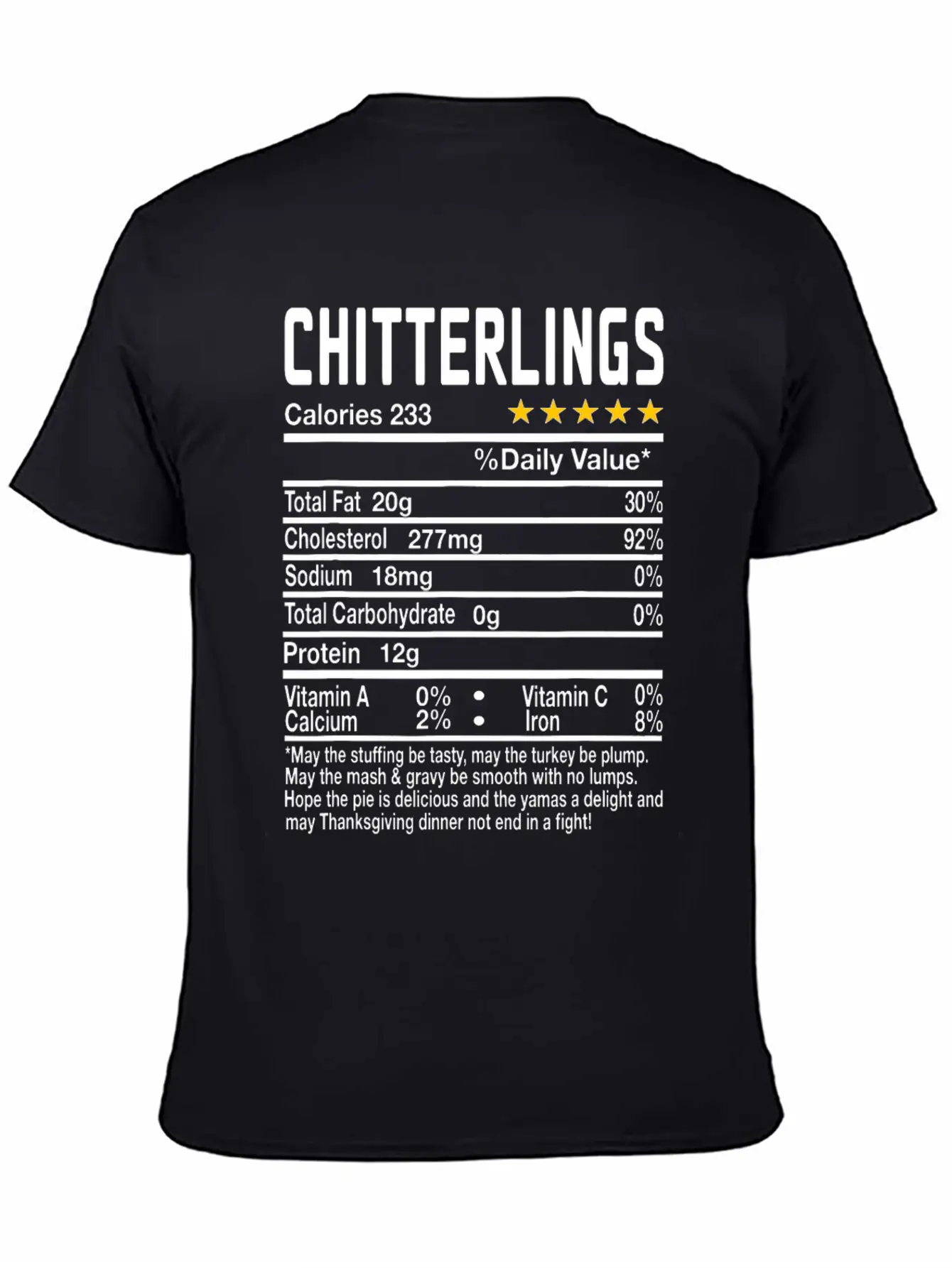 Chitterlings Nutrition Facts Funny Thanksgiving Ch Unisex Casual T-Shirt – Clean Design For Daily Comfort