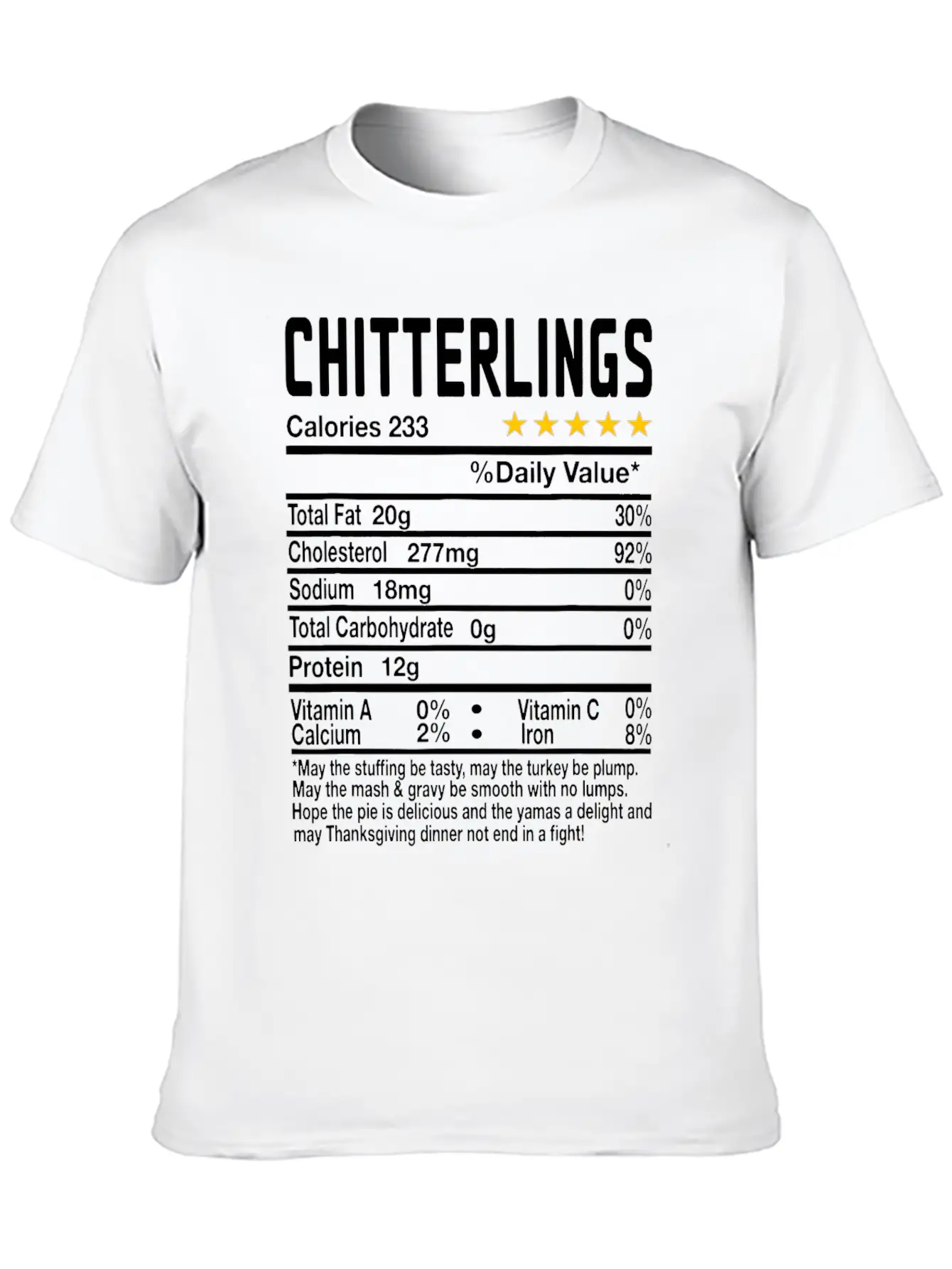 Chitterlings Nutrition Facts Funny Thanksgiving Ch Unisex Casual T-Shirt – Clean Design For Daily Comfort