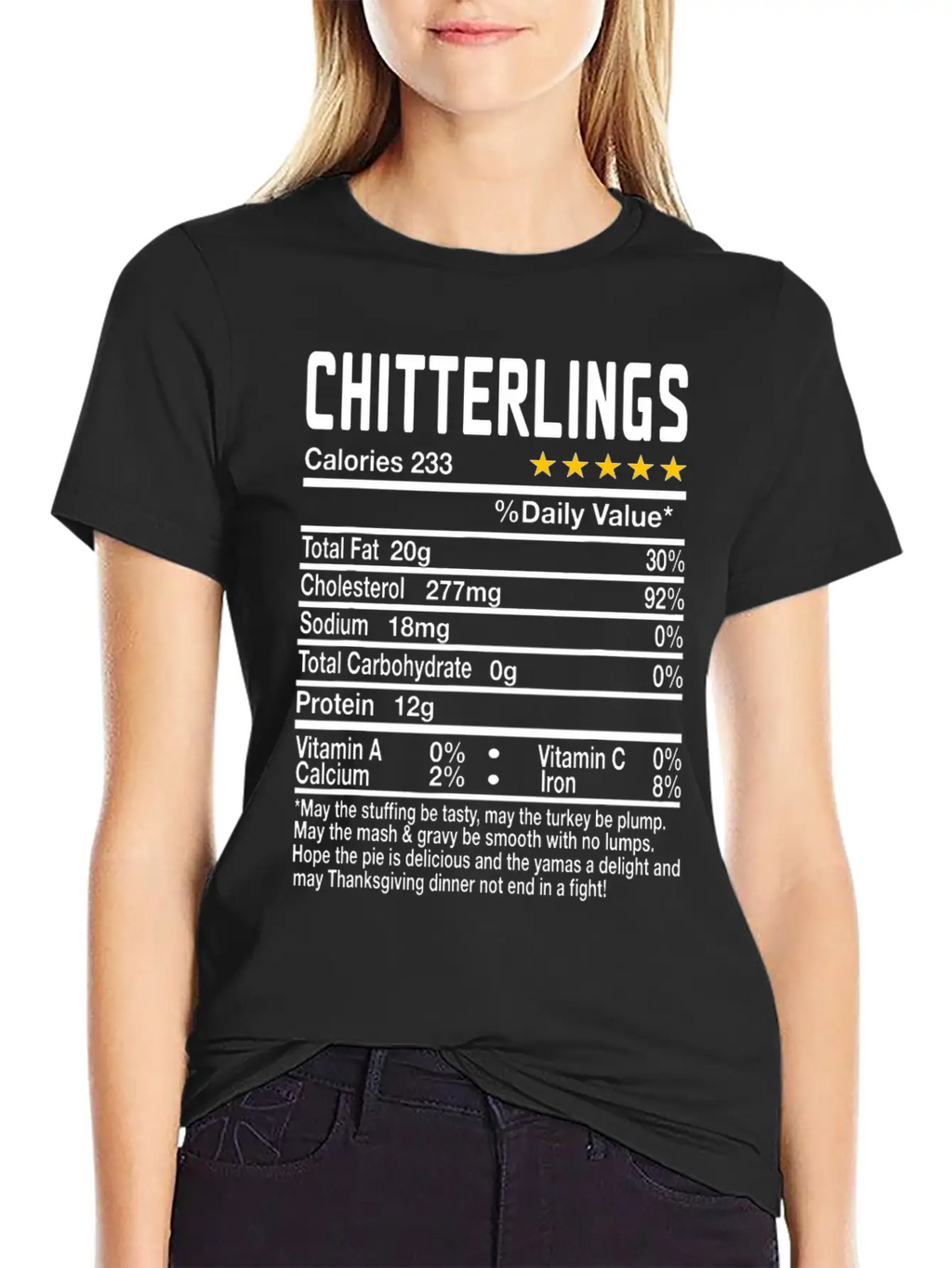 Chitterlings Nutrition Facts Funny Thanksgiving Ch Unisex Casual T-Shirt – Clean Design For Daily Comfort