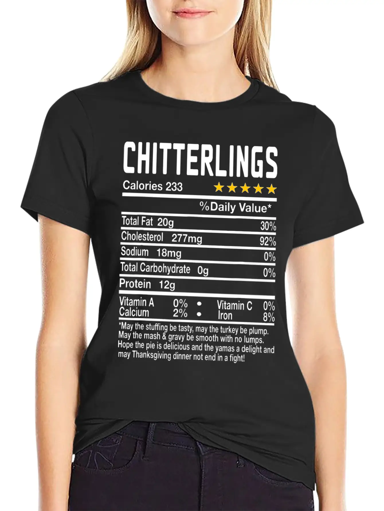Chitterlings Nutrition Facts Funny Thanksgiving Ch Unisex Casual T-Shirt – Clean Design For Daily Comfort