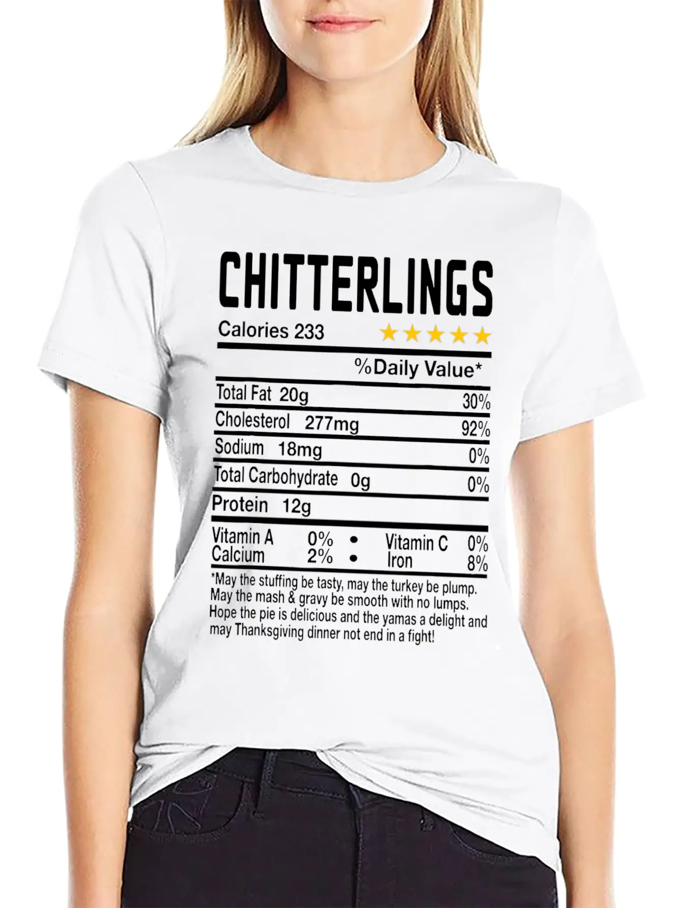 Chitterlings Nutrition Facts Funny Thanksgiving Ch Unisex Casual T-Shirt – Clean Design For Daily Comfort