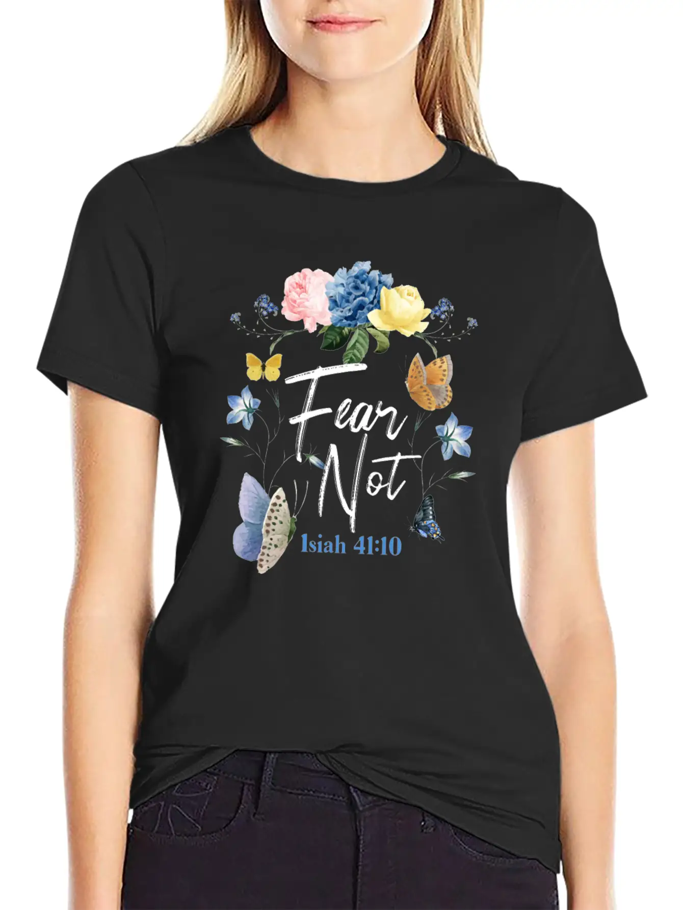 Christian Bible Verse Butterfly Classic Cotton Tee – Unisex Comfort For Any Season