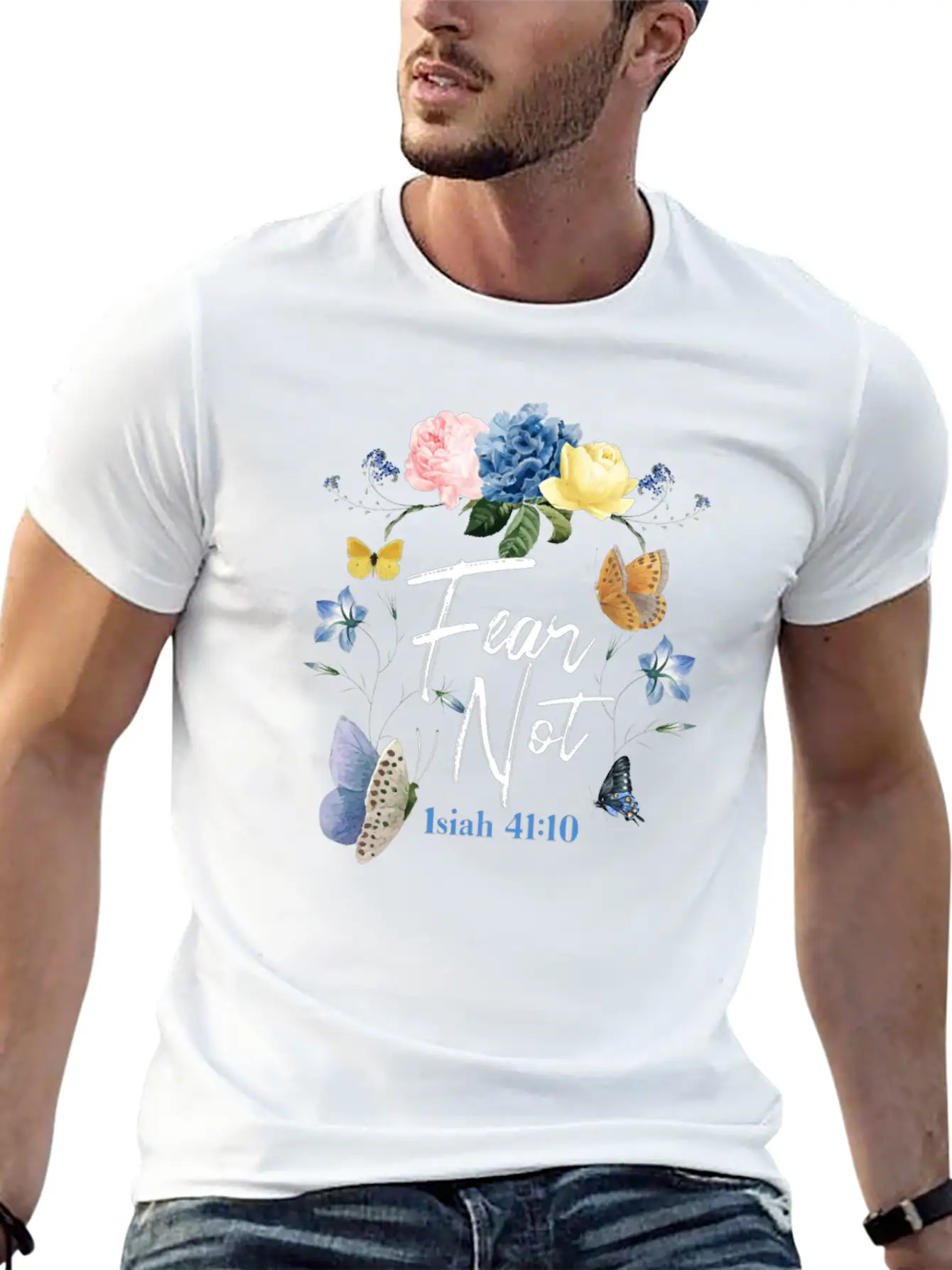 Christian Bible Verse Butterfly Classic Cotton Tee – Unisex Comfort For Any Season