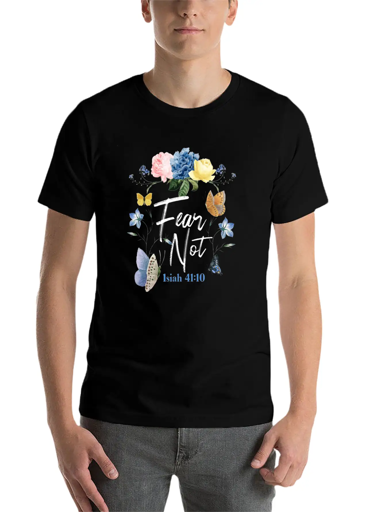Christian Bible Verse Butterfly Classic Cotton Tee – Unisex Comfort For Any Season