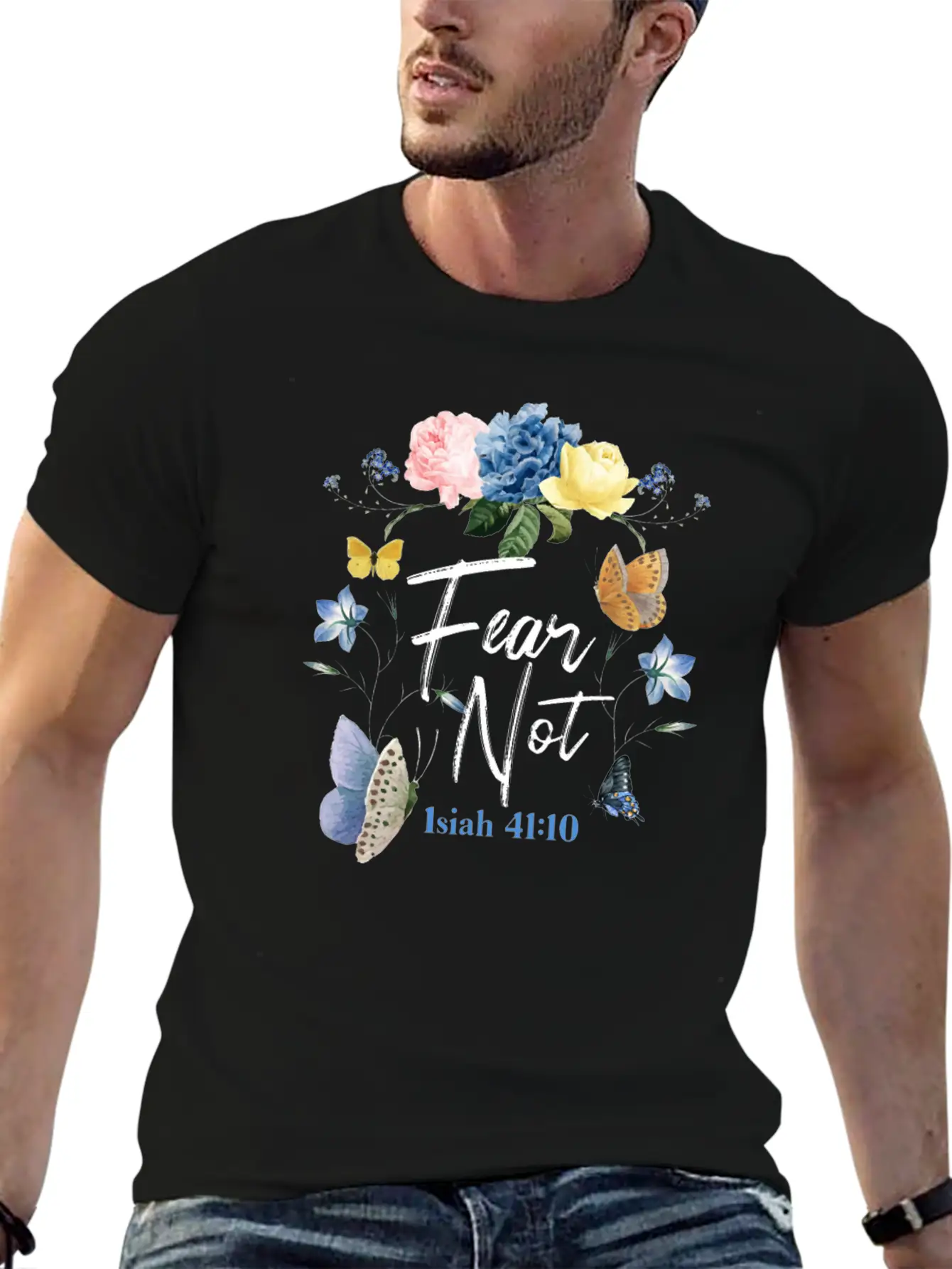 Christian Bible Verse Butterfly Classic Cotton Tee – Unisex Comfort For Any Season