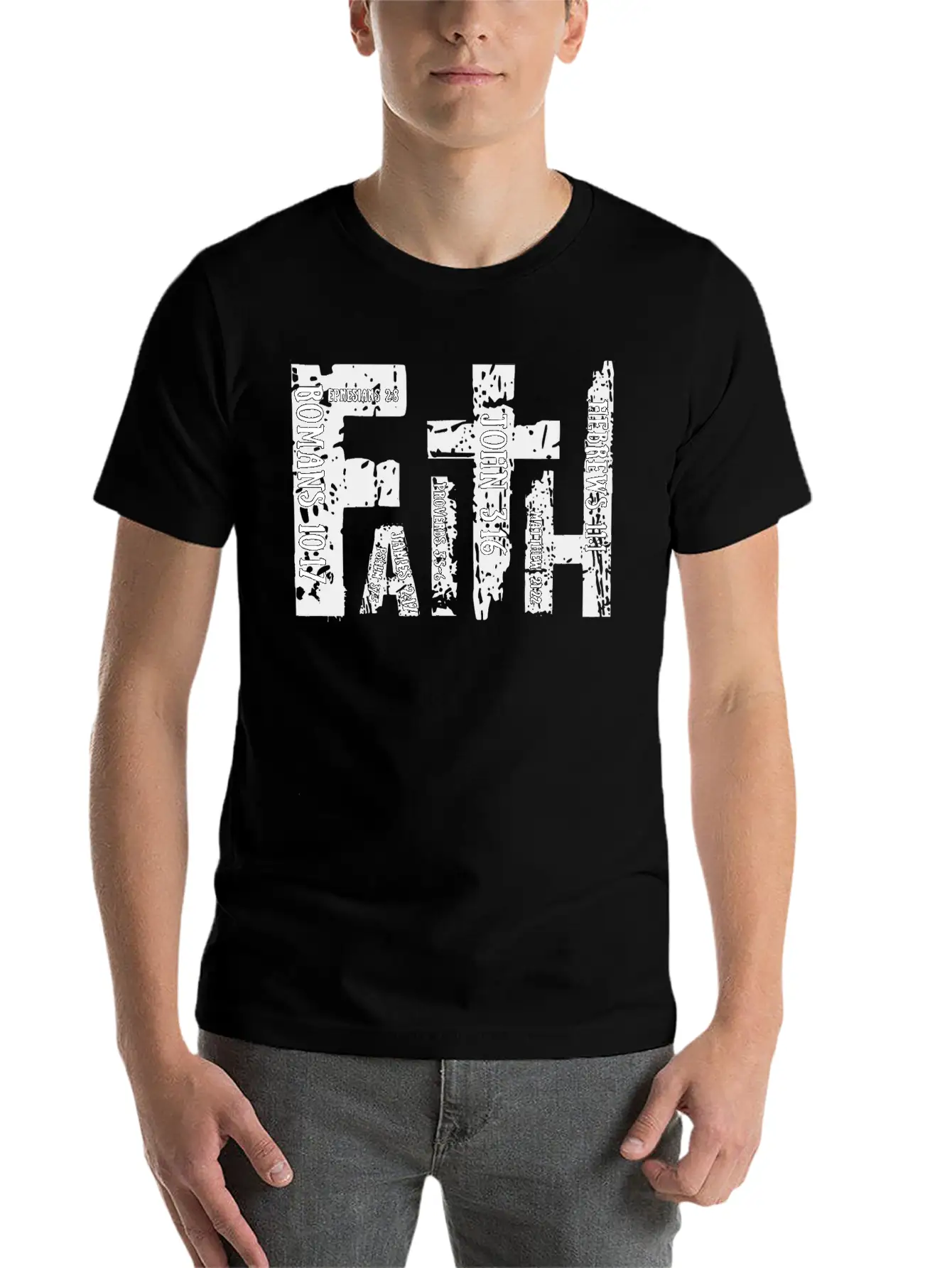 Christian Bible Verse Religious Retro Faith Cross Timeless Short Sleeve Tee – Comfy And Minimalist Design