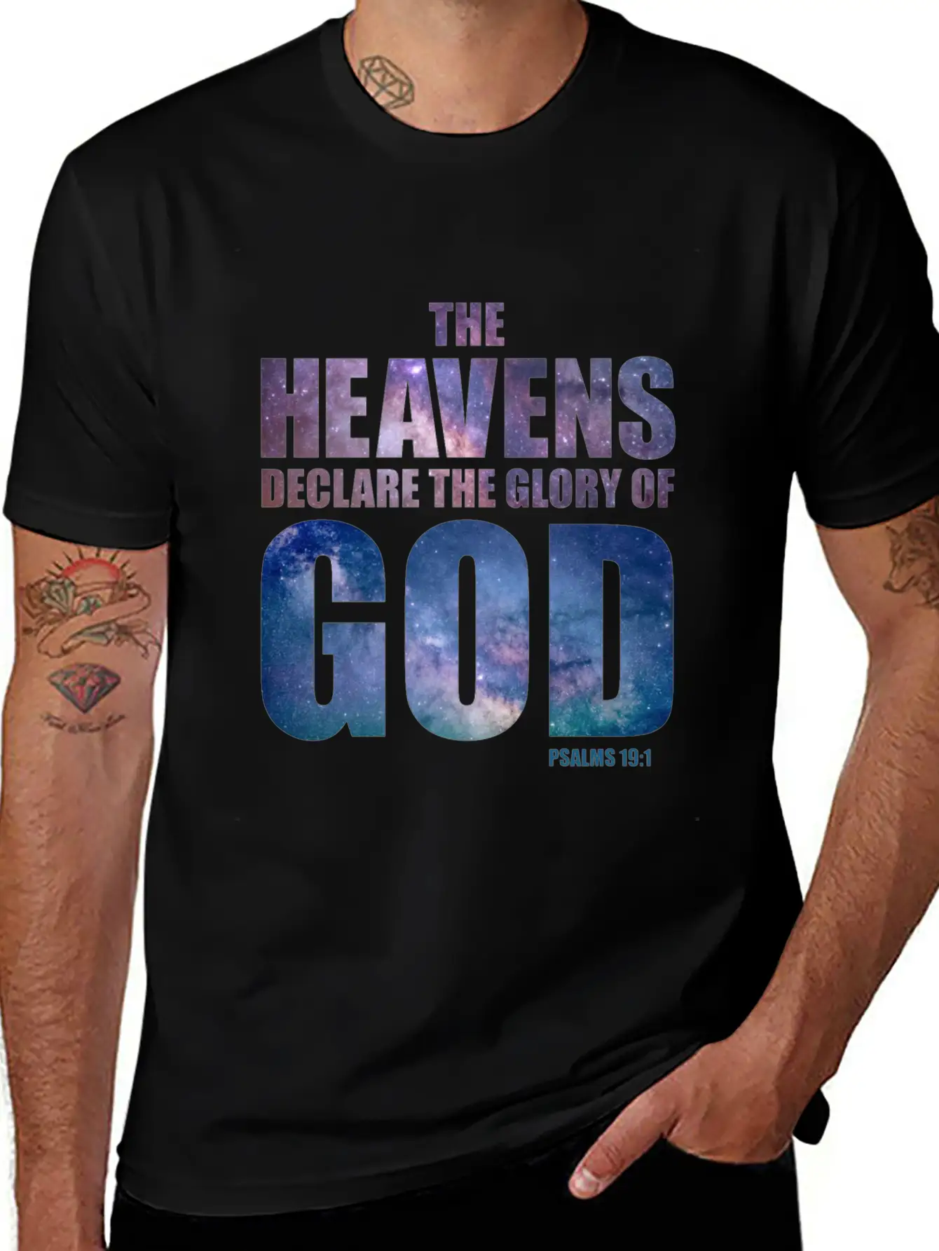Christian Creation Verse: The Heavens Declare Timeless Short Sleeve Tee – Comfy And Minimalist Design