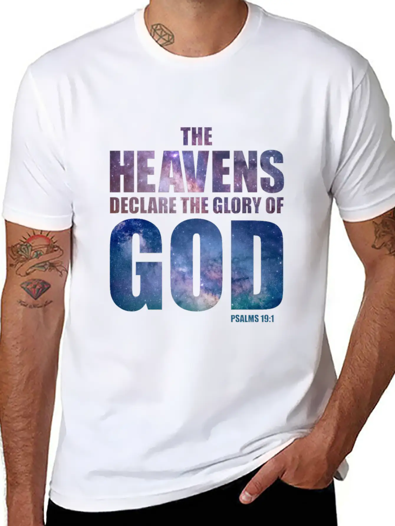 Christian Creation Verse: The Heavens Declare Timeless Short Sleeve Tee – Comfy And Minimalist Design