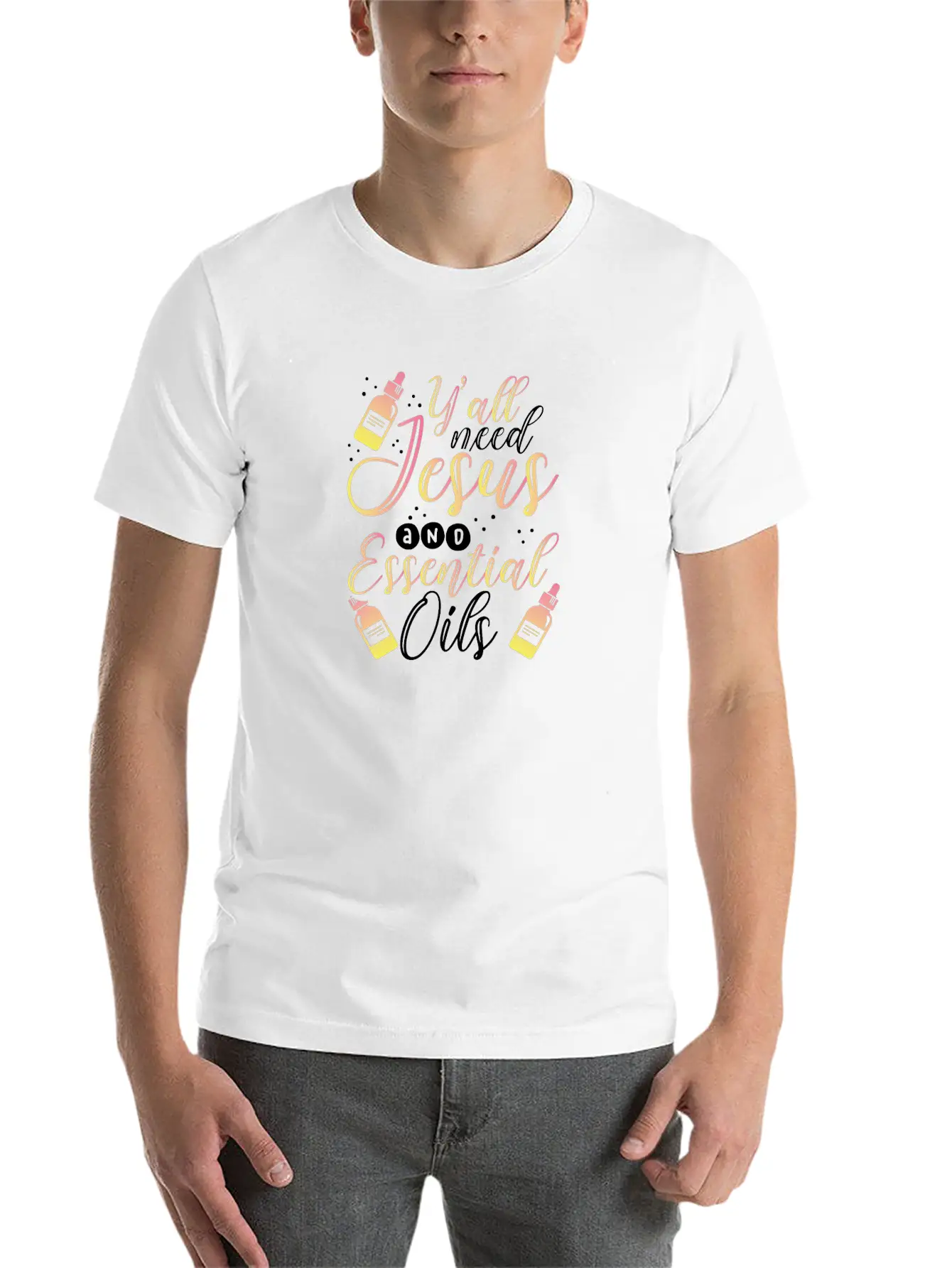 Christian Gift Y'All Need Jesus And Essential Oils Classic Cotton Tee – Unisex Comfort For Any Season