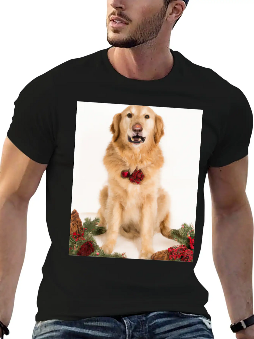Christmas Dog Golden Retriever Advent Wreath Breathable Graphic T-Shirt – Perfect For Casual Days