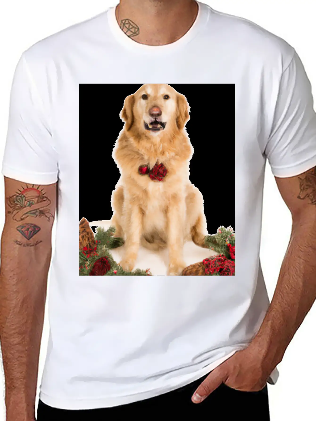 Christmas Dog Golden Retriever Advent Wreath Breathable Graphic T-Shirt – Perfect For Casual Days