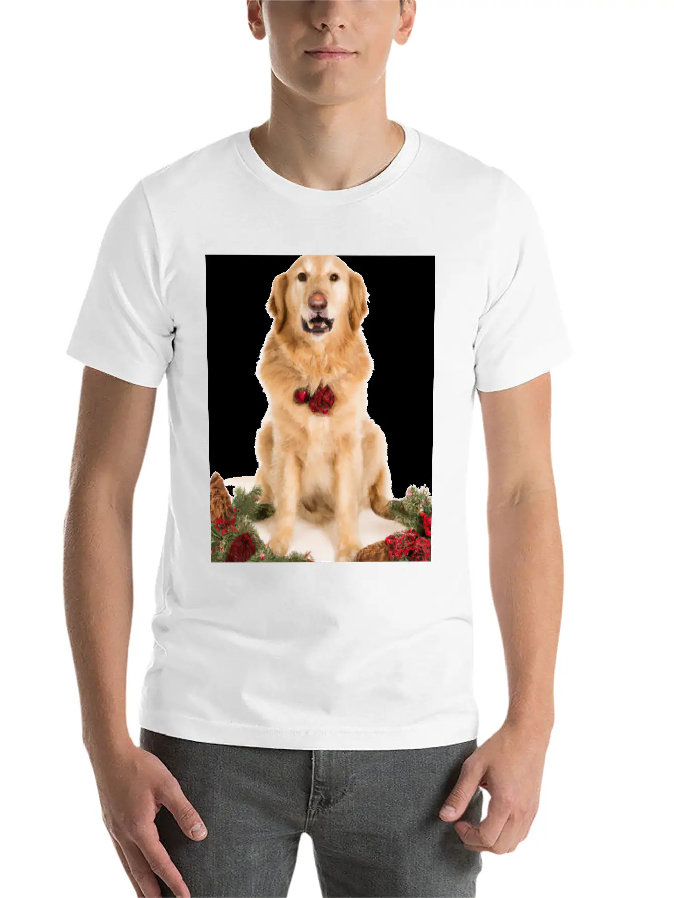 Christmas Dog Golden Retriever Advent Wreath Breathable Graphic T-Shirt – Perfect For Casual Days