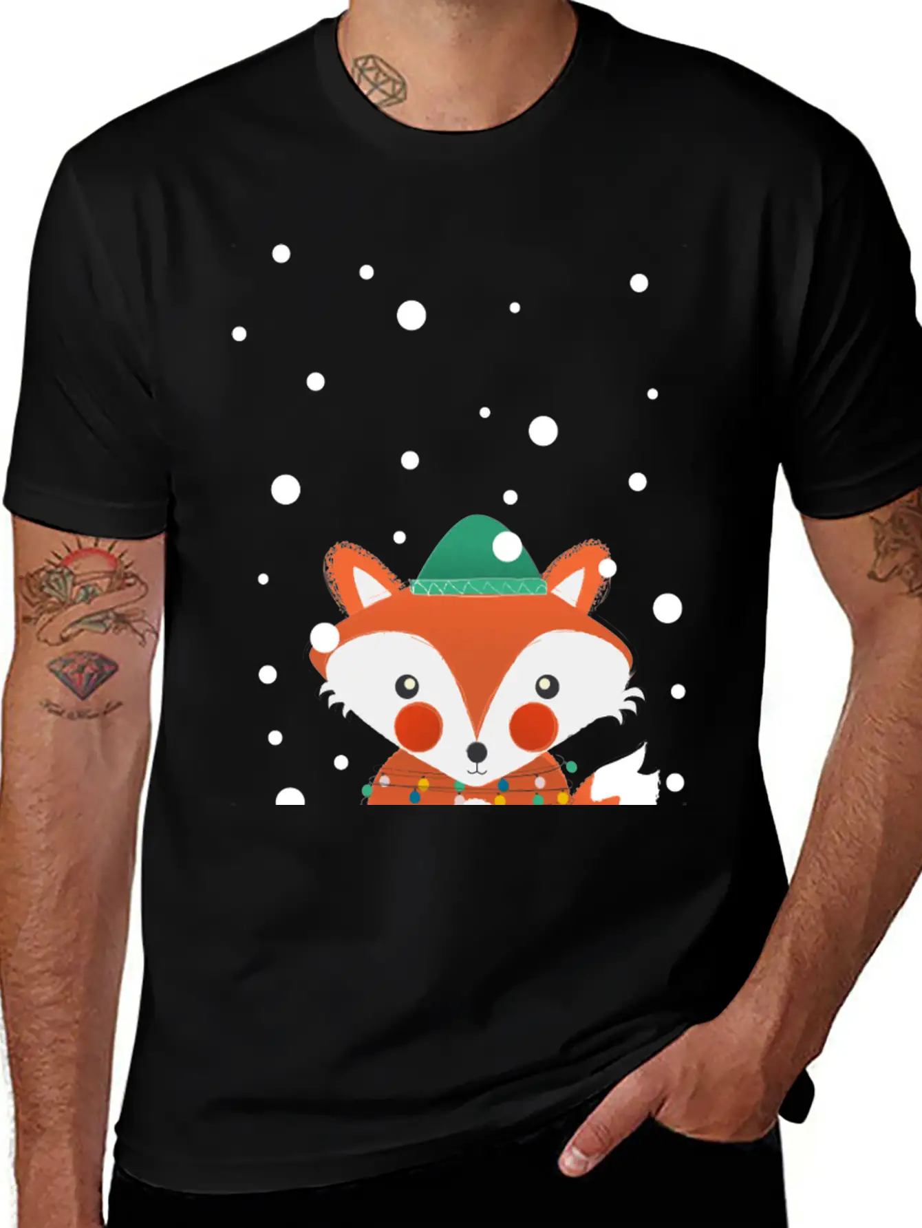 Christmas Fox Relaxed Everyday Tee – Lightweight And Durable Cotton
