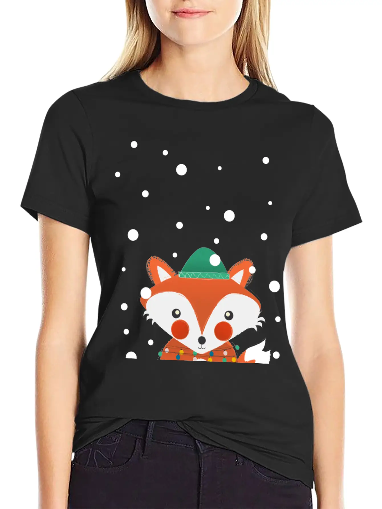 Christmas Fox Relaxed Everyday Tee – Lightweight And Durable Cotton