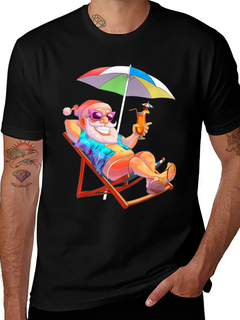 Christmas In July Santa Summer Vacation Beach Unisex Casual T-Shirt – Clean Design For Daily Comfort