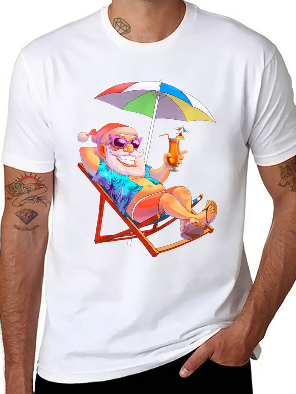 Christmas In July Santa Summer Vacation Beach Unisex Casual T-Shirt – Clean Design For Daily Comfort