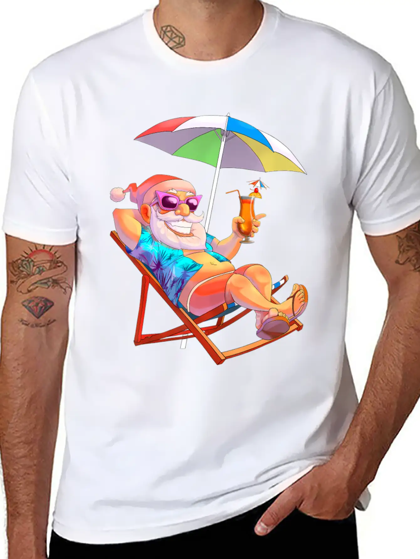 Christmas In July Santa Summer Vacation Beach Unisex Casual T-Shirt – Clean Design For Daily Comfort