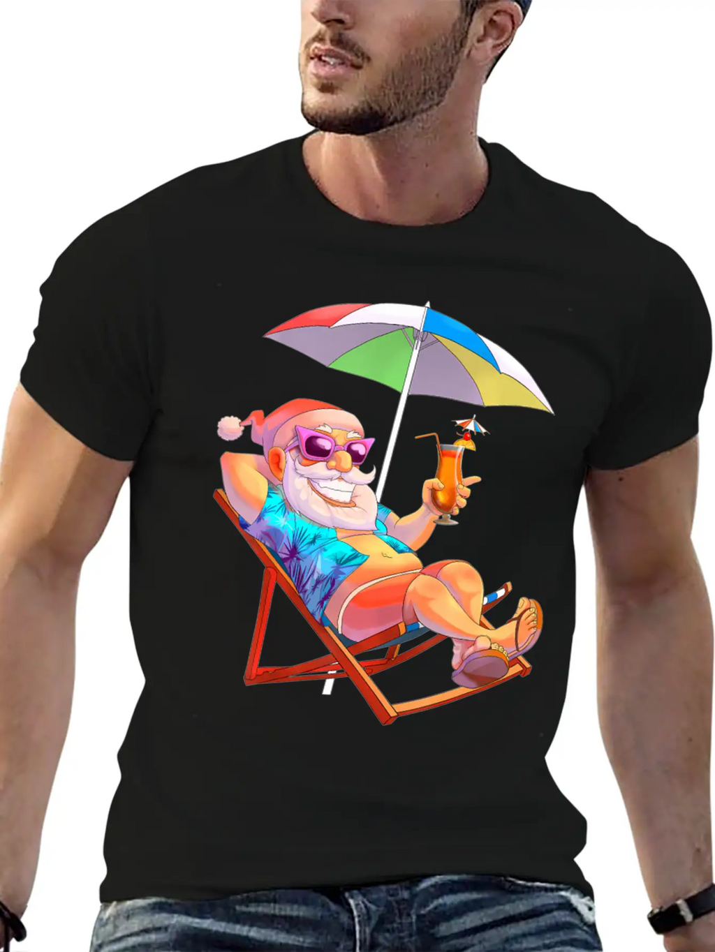 Christmas In July Santa Summer Vacation Beach Unisex Casual T-Shirt – Clean Design For Daily Comfort