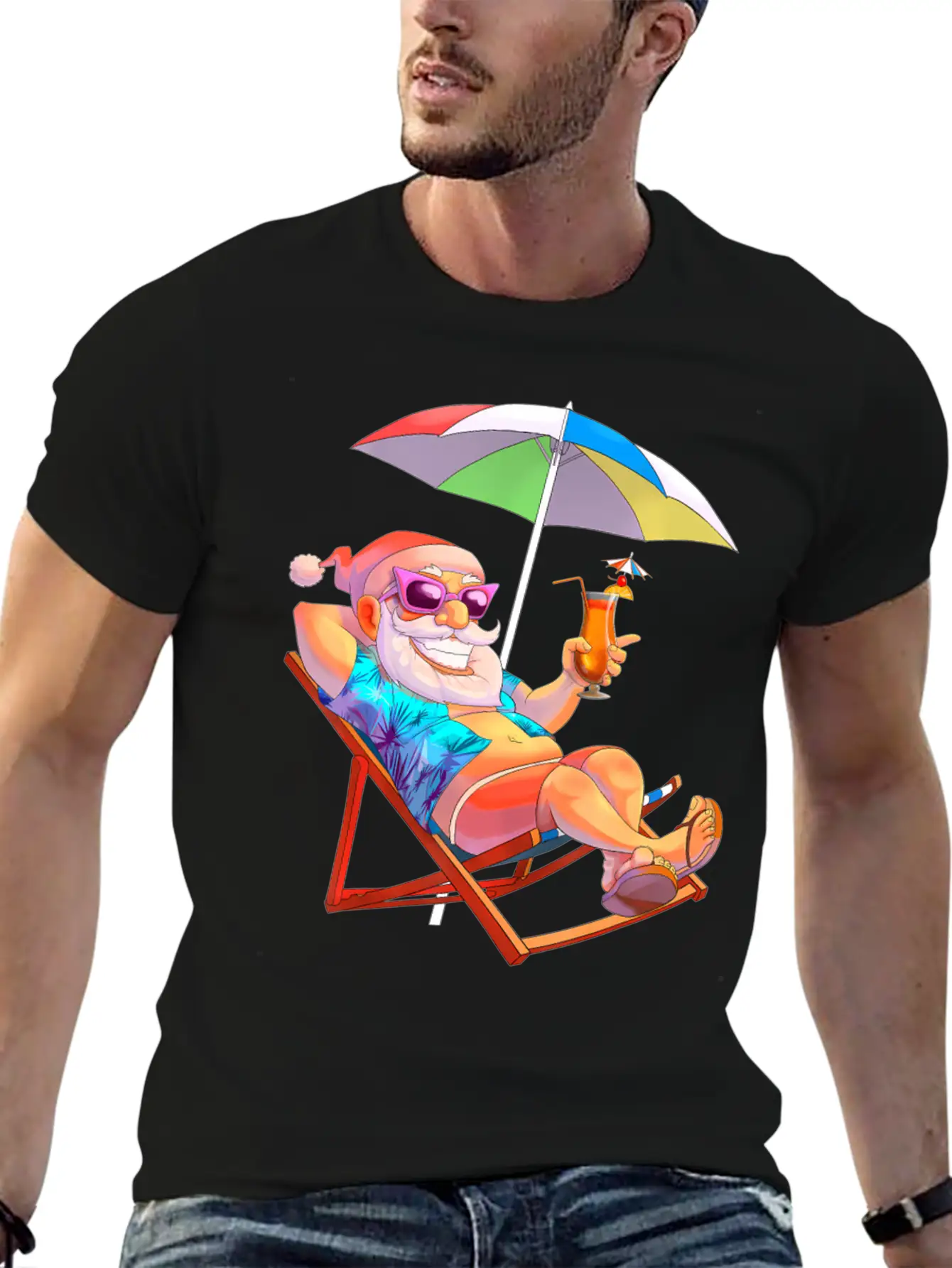Christmas In July Santa Summer Vacation Beach Unisex Casual T-Shirt – Clean Design For Daily Comfort