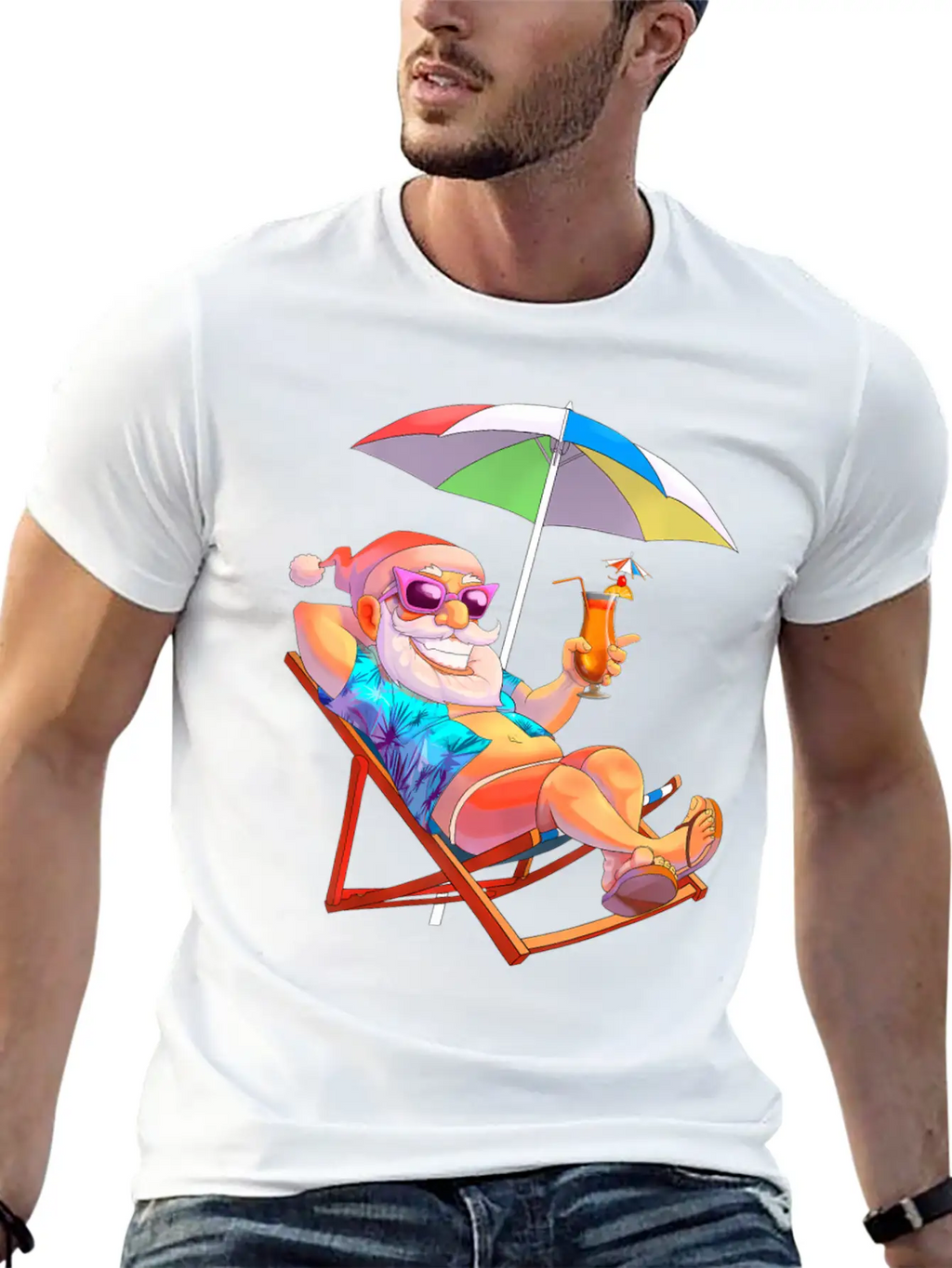 Christmas In July Santa Summer Vacation Beach Unisex Casual T-Shirt – Clean Design For Daily Comfort