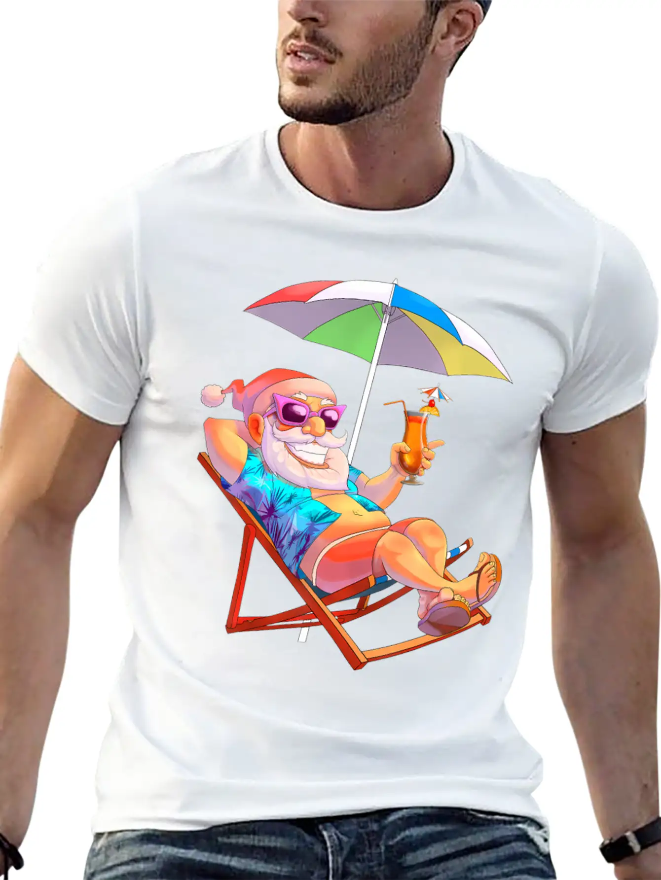 Christmas In July Santa Summer Vacation Beach Unisex Casual T-Shirt – Clean Design For Daily Comfort