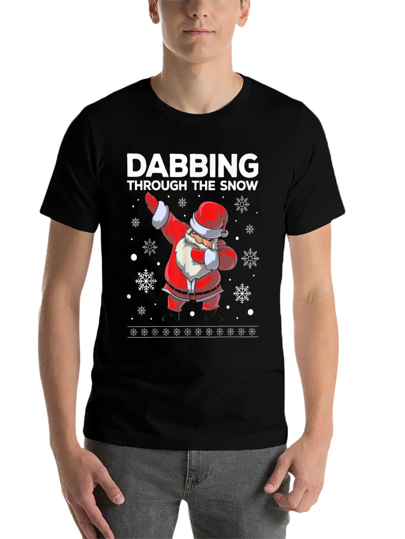 Christmas Santa Dabbing Through The Snow Unisex Casual T-Shirt – Clean Design For Daily Comfort