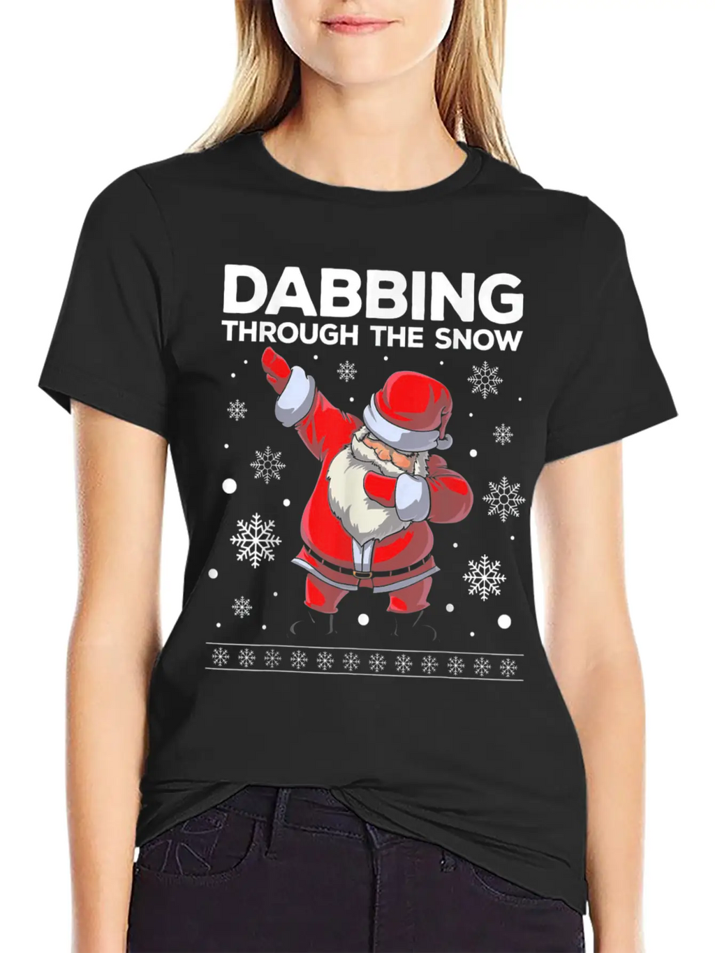 Christmas Santa Dabbing Through The Snow Unisex Casual T-Shirt – Clean Design For Daily Comfort