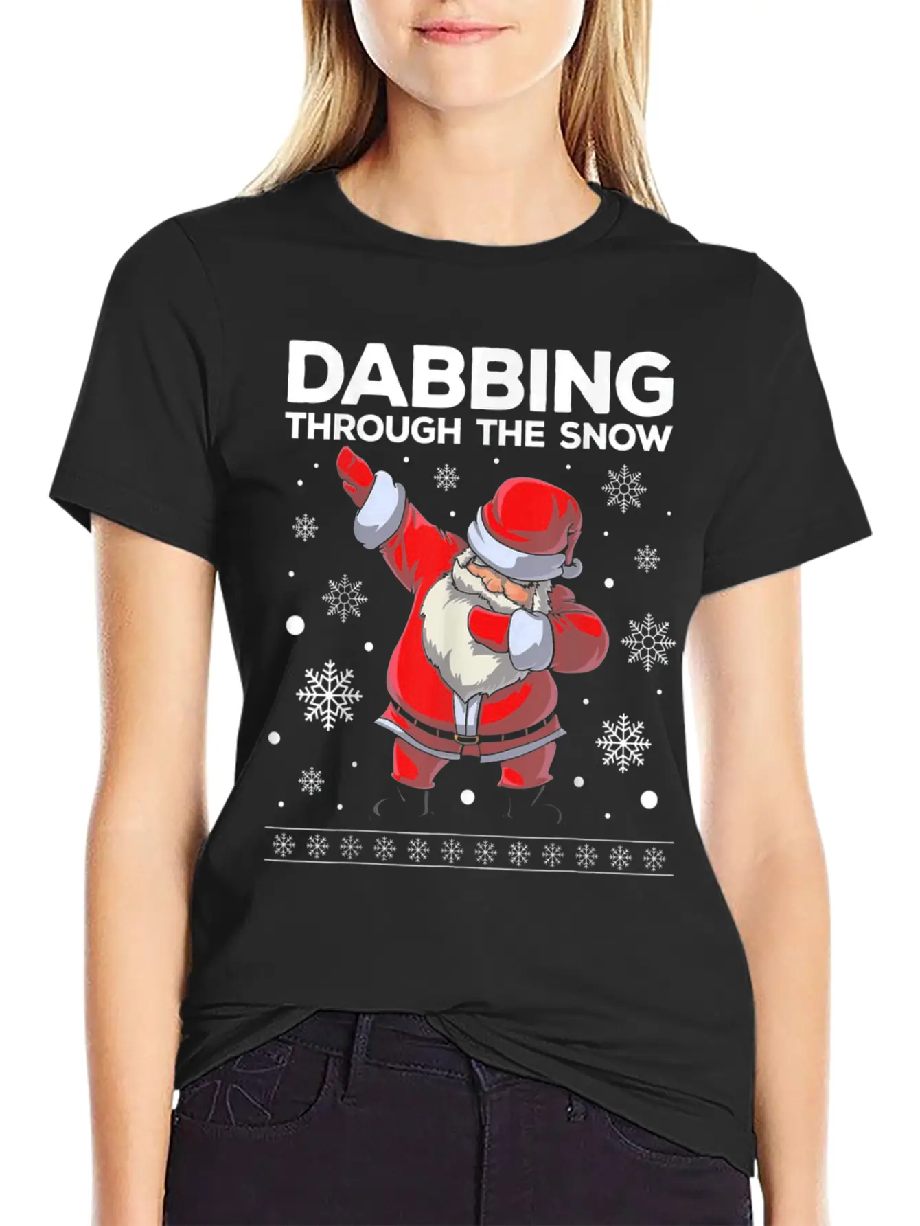 Christmas Santa Dabbing Through The Snow Unisex Casual T-Shirt – Clean Design For Daily Comfort