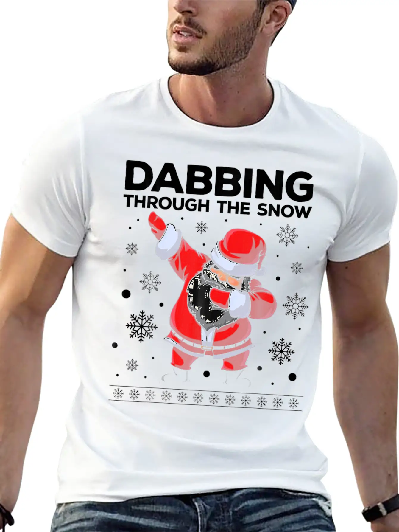 Christmas Santa Dabbing Through The Snow Unisex Casual T-Shirt – Clean Design For Daily Comfort