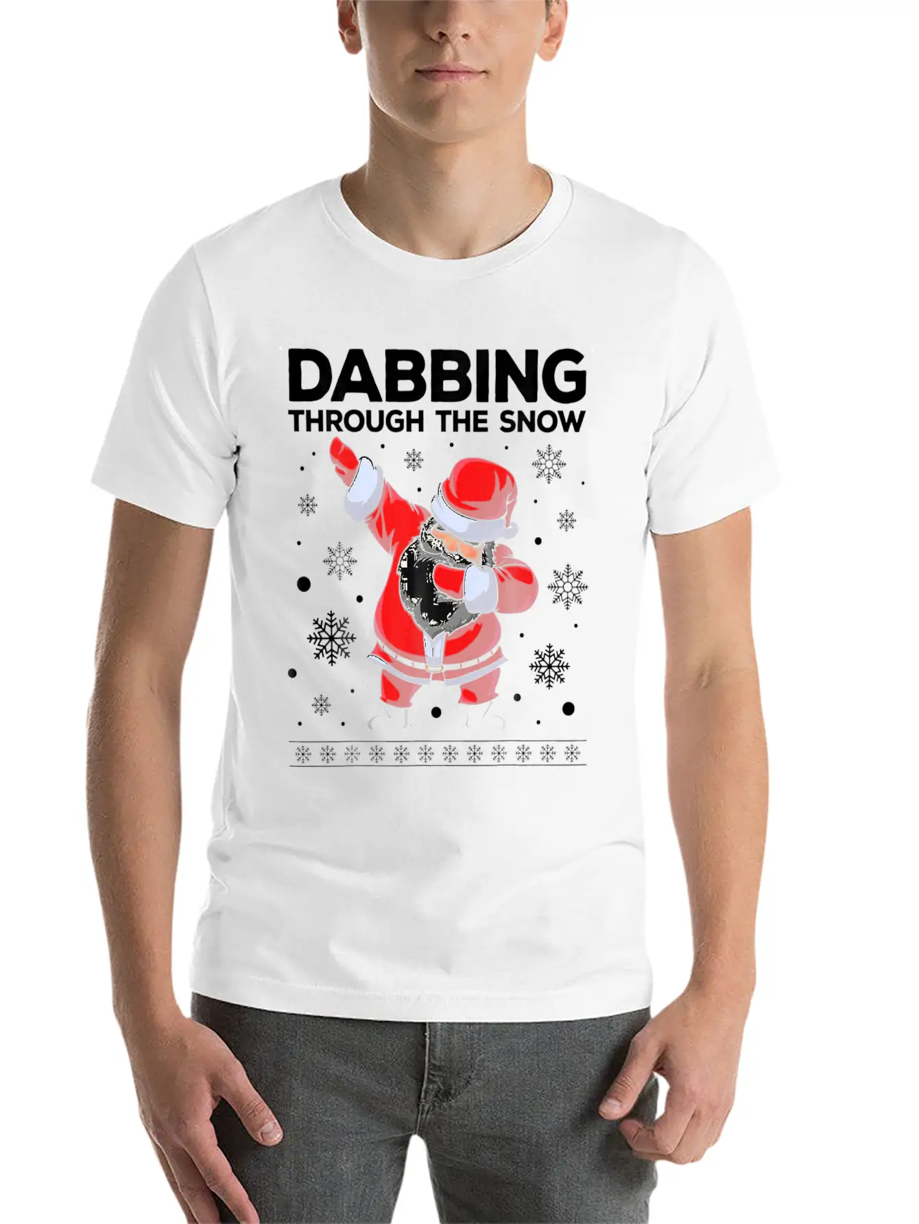 Christmas Santa Dabbing Through The Snow Unisex Casual T-Shirt – Clean Design For Daily Comfort