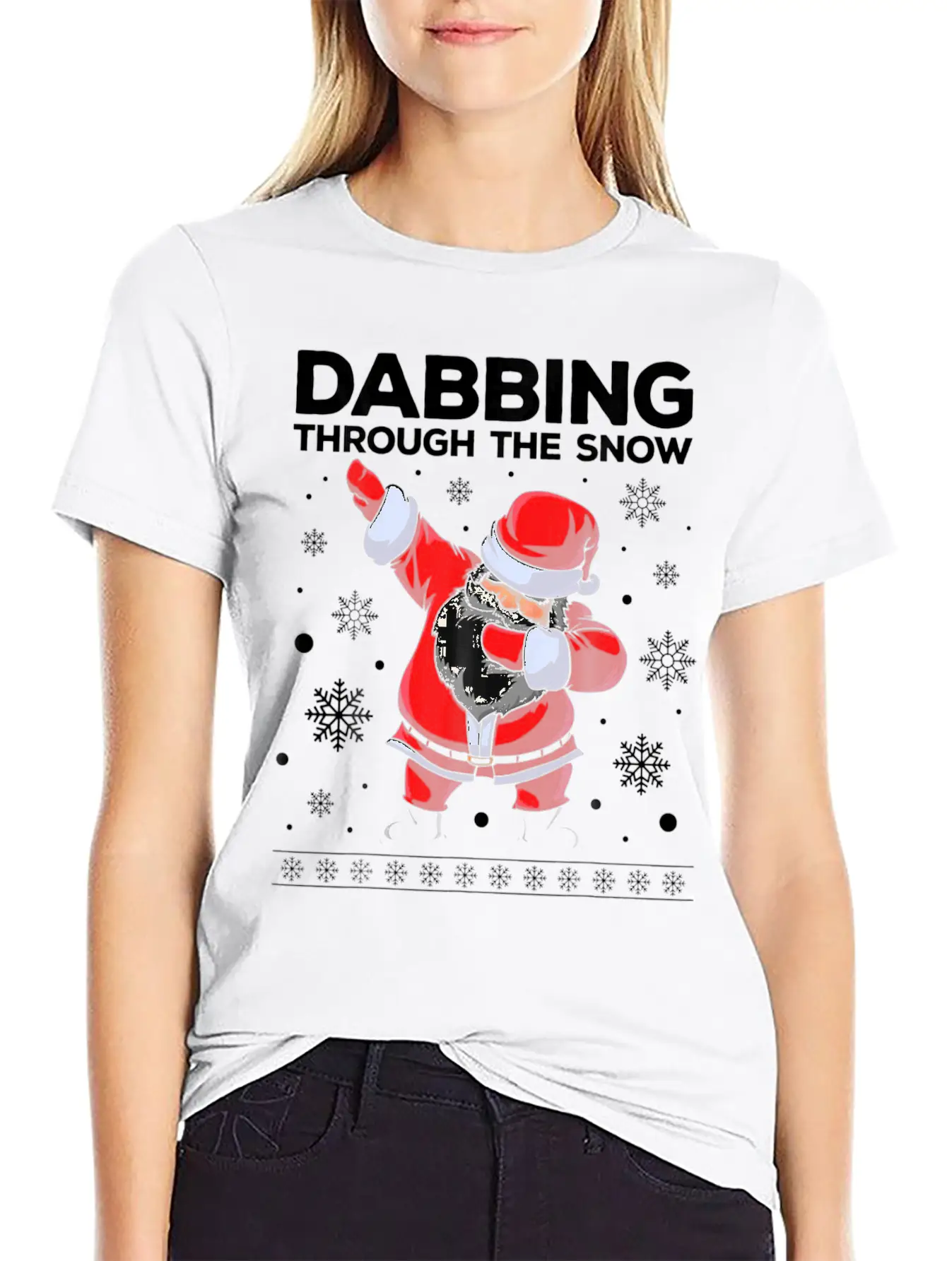 Christmas Santa Dabbing Through The Snow Unisex Casual T-Shirt – Clean Design For Daily Comfort