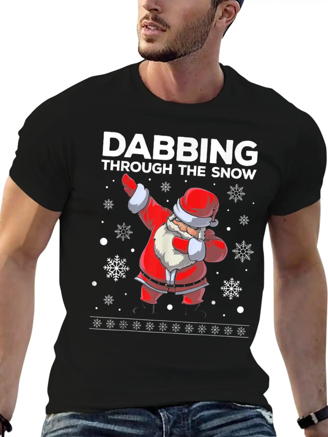 Christmas Santa Dabbing Through The Snow Unisex Casual T-Shirt – Clean Design For Daily Comfort