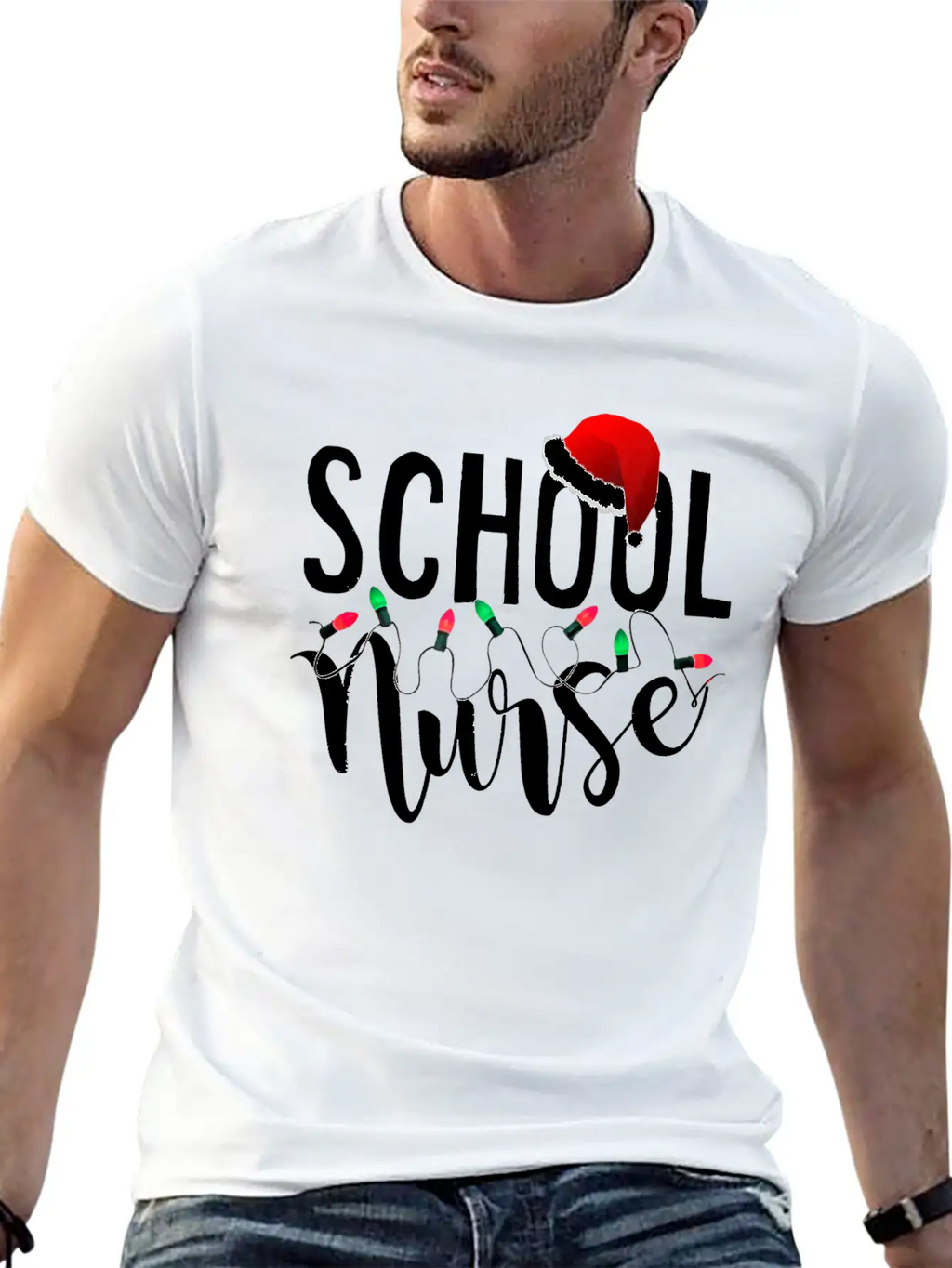 Christmas School Nurse T Shirt Novelty Santa Essential Cotton Tee For Daily Outfits – Unisex Style
