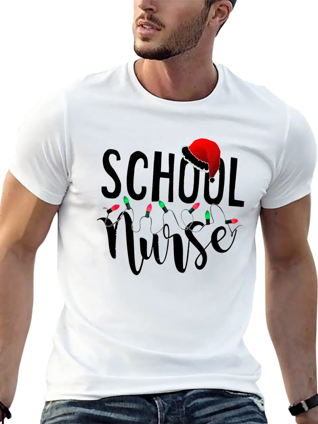 Christmas School Nurse T Shirt Novelty Santa Essential Cotton Tee For Daily Outfits – Unisex Style