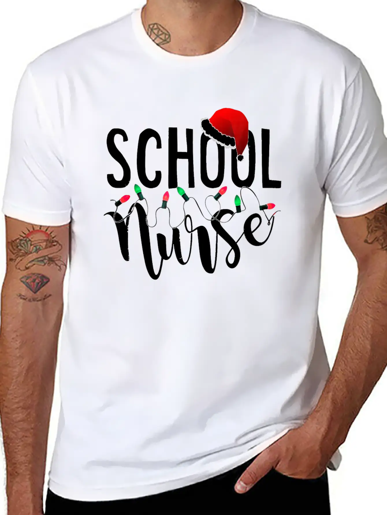 Christmas School Nurse T Shirt Novelty Santa Essential Cotton Tee For Daily Outfits – Unisex Style