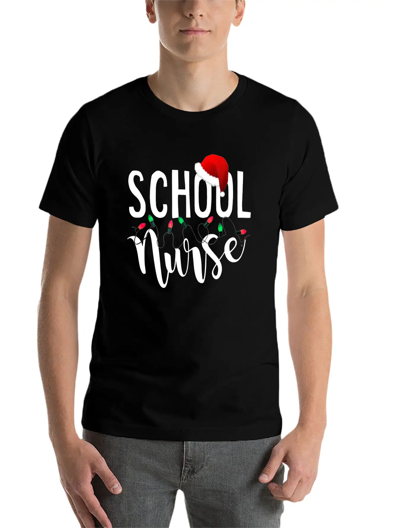 Christmas School Nurse T Shirt Novelty Santa Essential Cotton Tee For Daily Outfits – Unisex Style