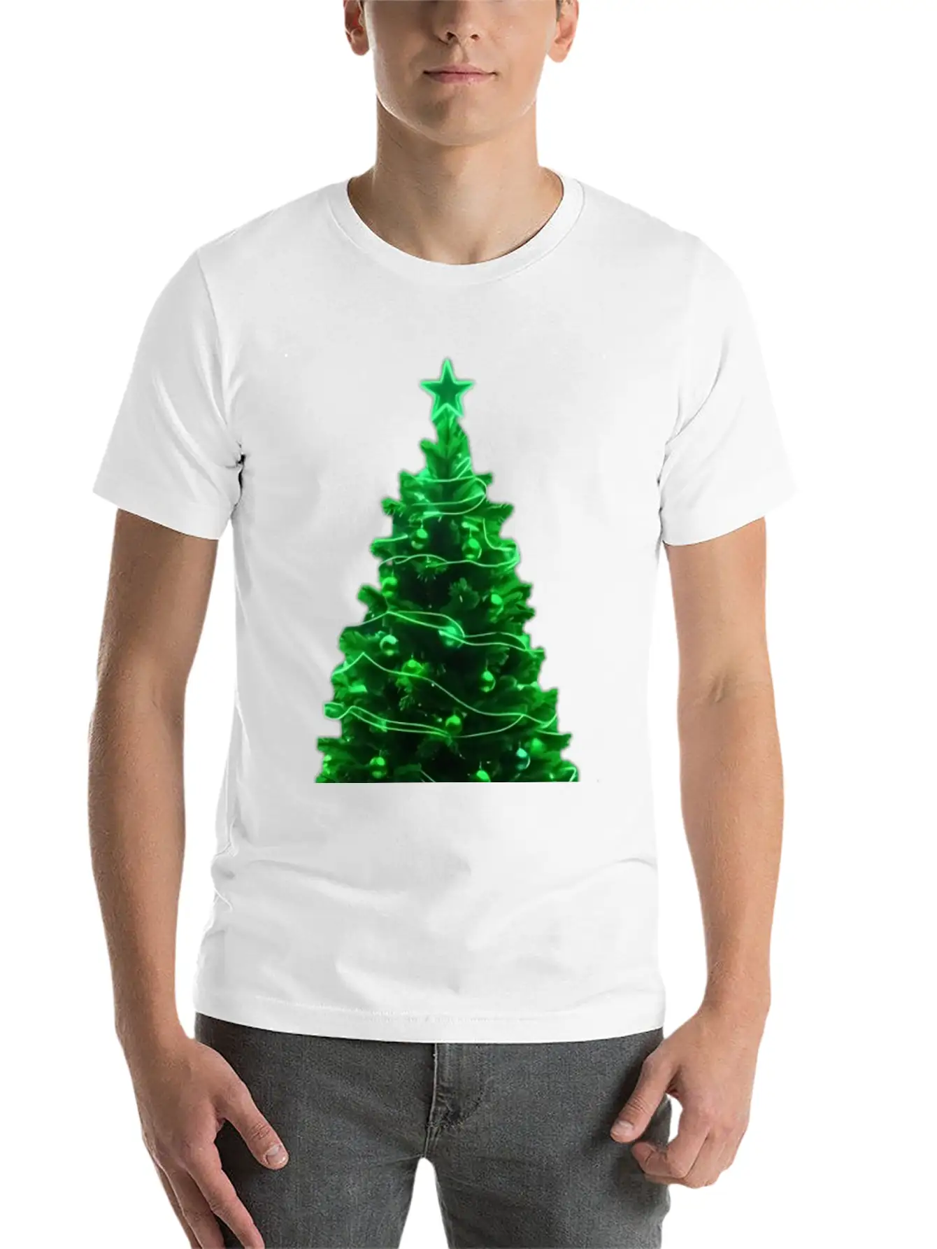 Christmas Tree Neon Unisex Casual T-Shirt – Clean Design For Daily Comfort