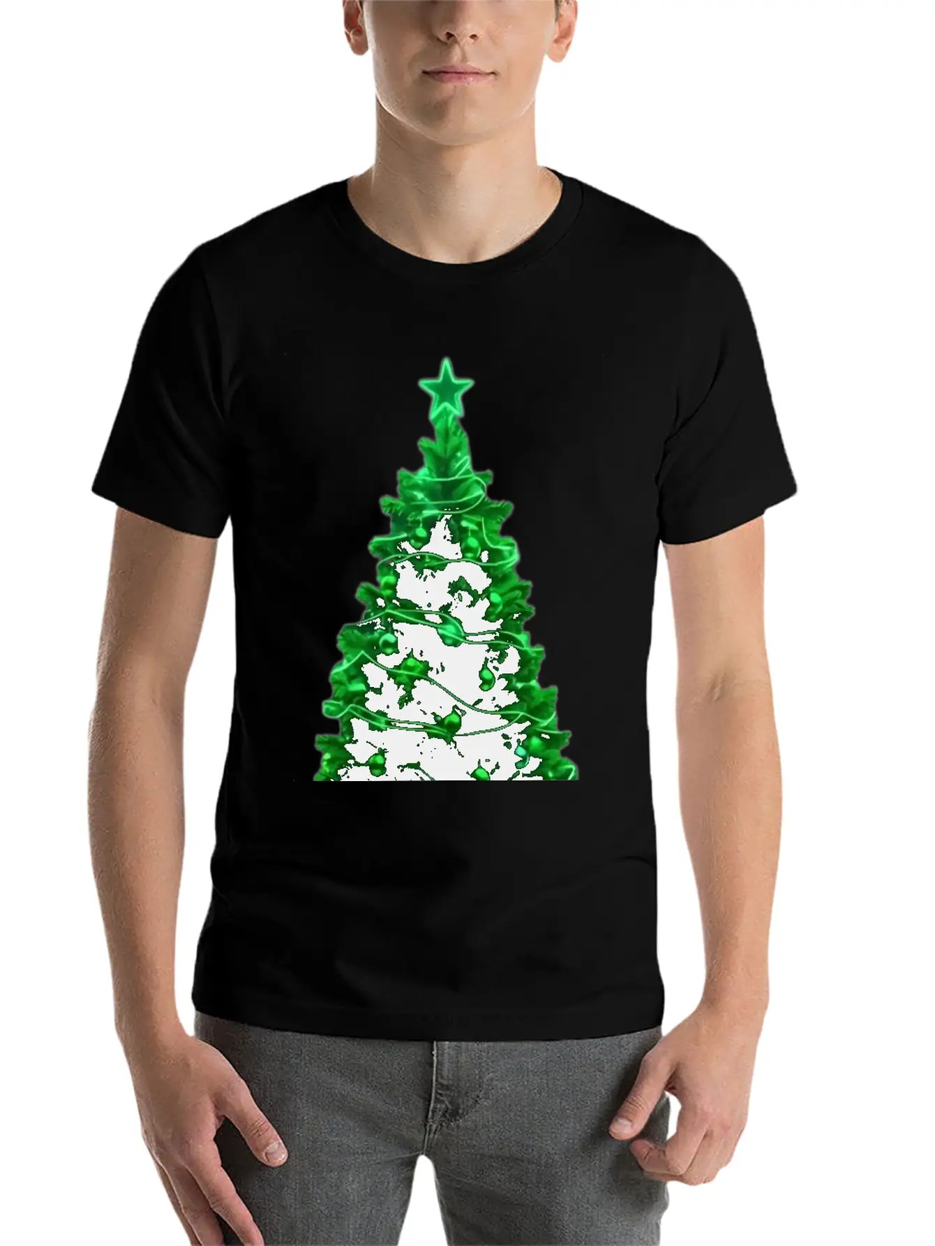 Christmas Tree Neon Unisex Casual T-Shirt – Clean Design For Daily Comfort