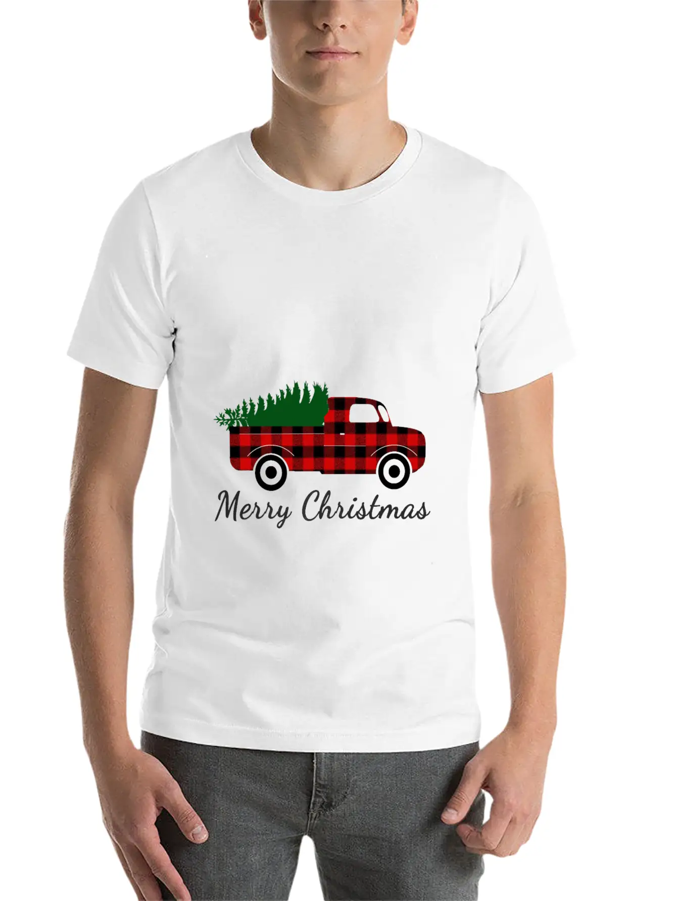 Christmas Truck Shirt, Red Truck Shirt, Vintage Breathable Soft Cotton T-Shirt – Timeless Casual Look