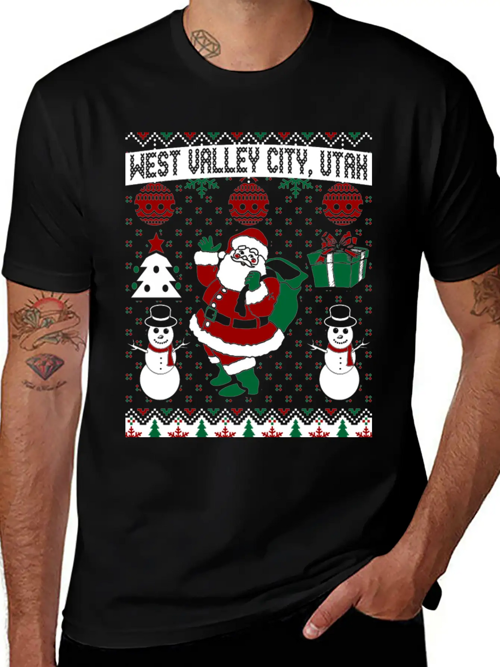 Christmas Ugly Sweater West Valley City Utah Breathable Soft Cotton T-Shirt – Timeless Casual Look