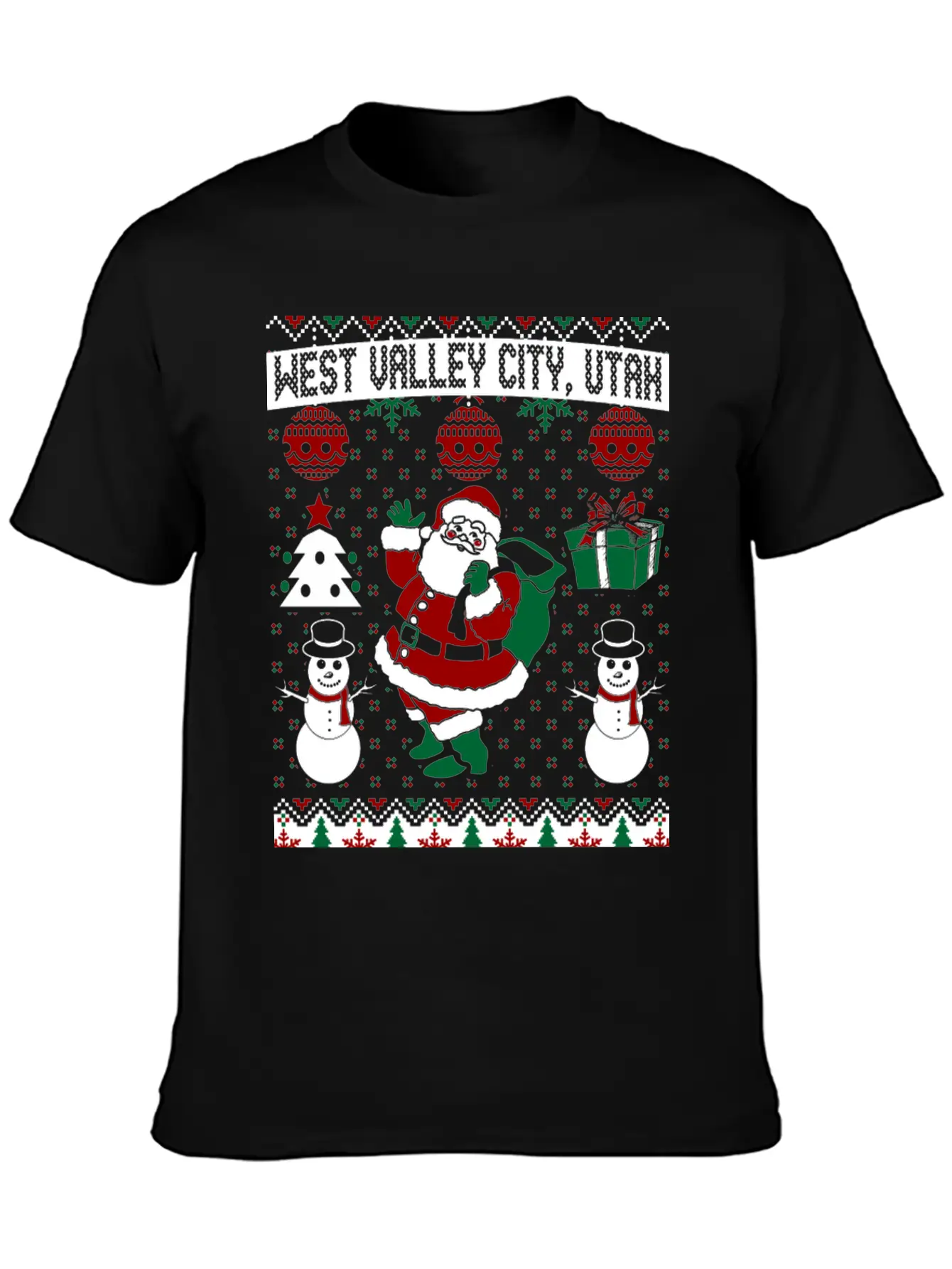 Christmas Ugly Sweater West Valley City Utah Breathable Soft Cotton T-Shirt – Timeless Casual Look