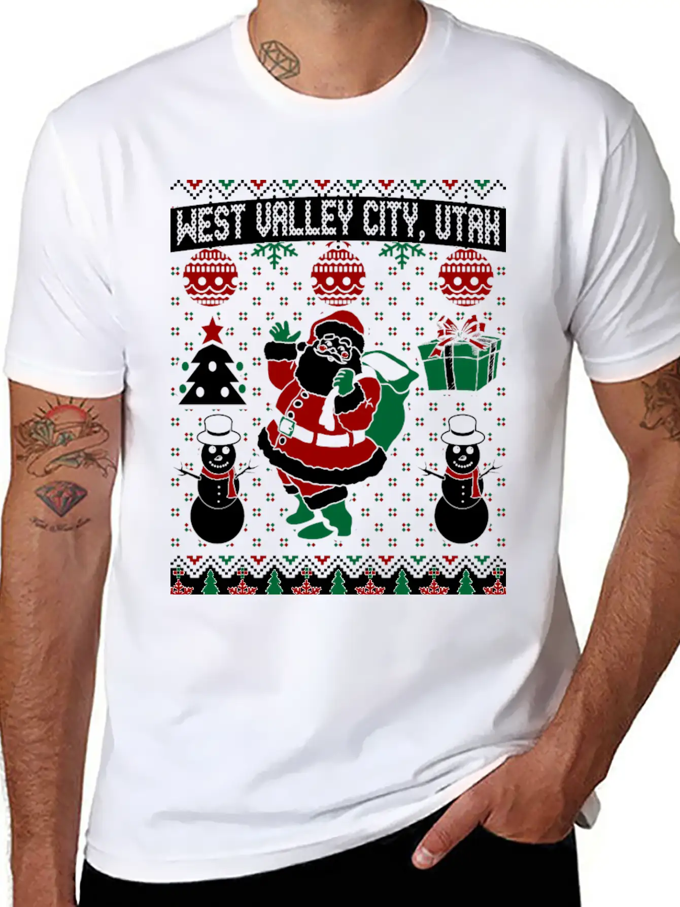 Christmas Ugly Sweater West Valley City Utah Breathable Soft Cotton T-Shirt – Timeless Casual Look