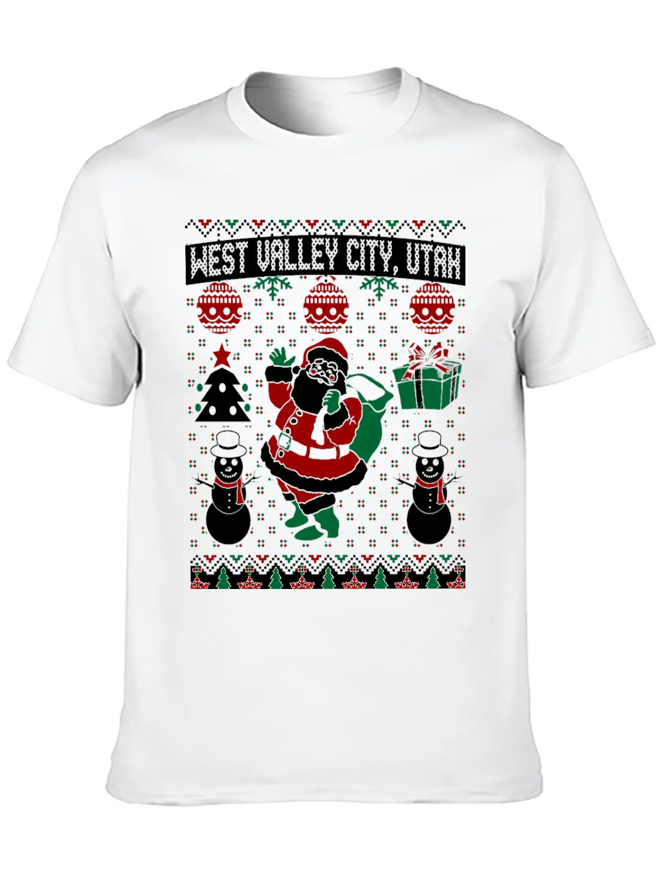 Christmas Ugly Sweater West Valley City Utah Breathable Soft Cotton T-Shirt – Timeless Casual Look