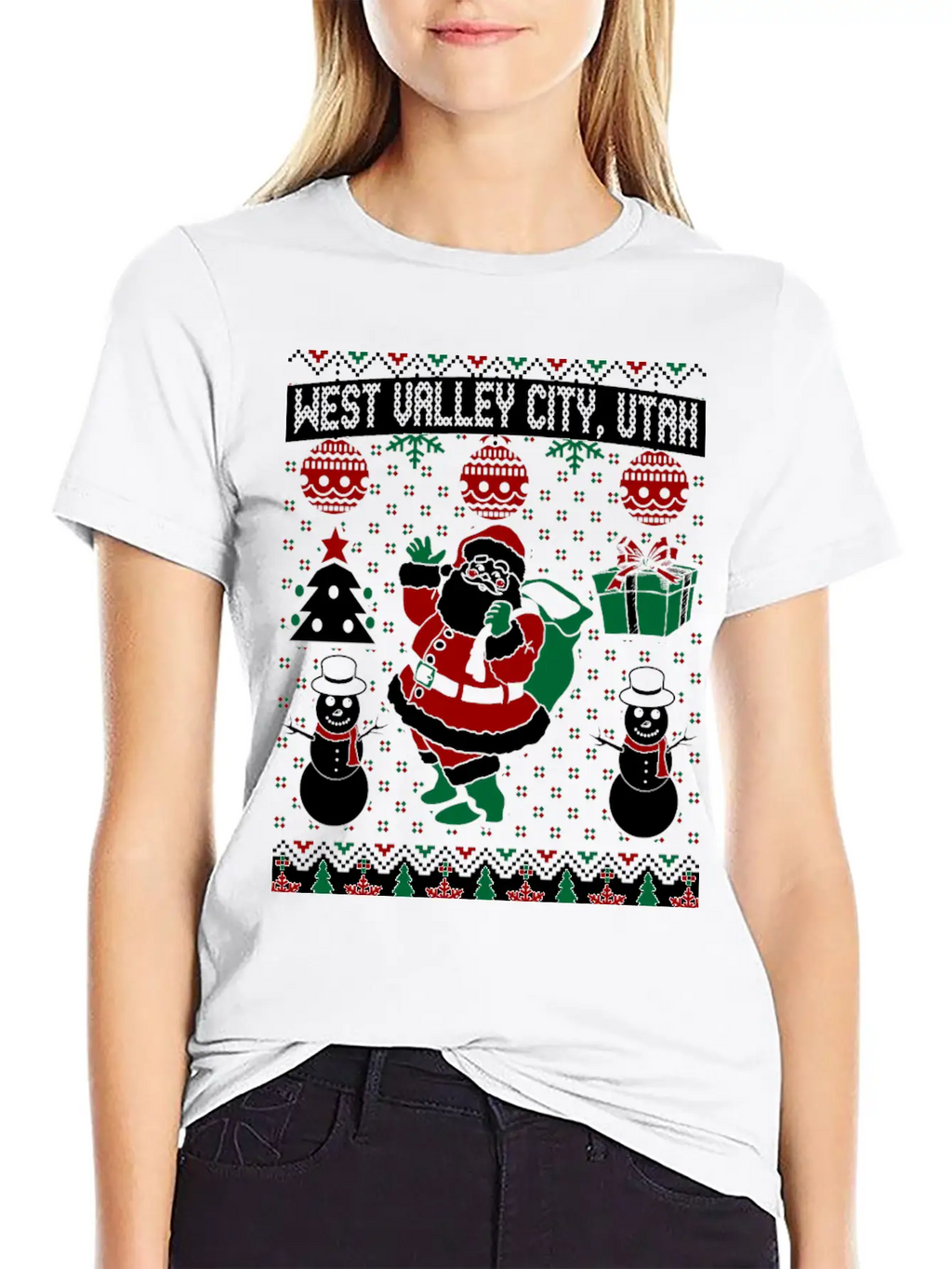 Christmas Ugly Sweater West Valley City Utah Breathable Soft Cotton T-Shirt – Timeless Casual Look