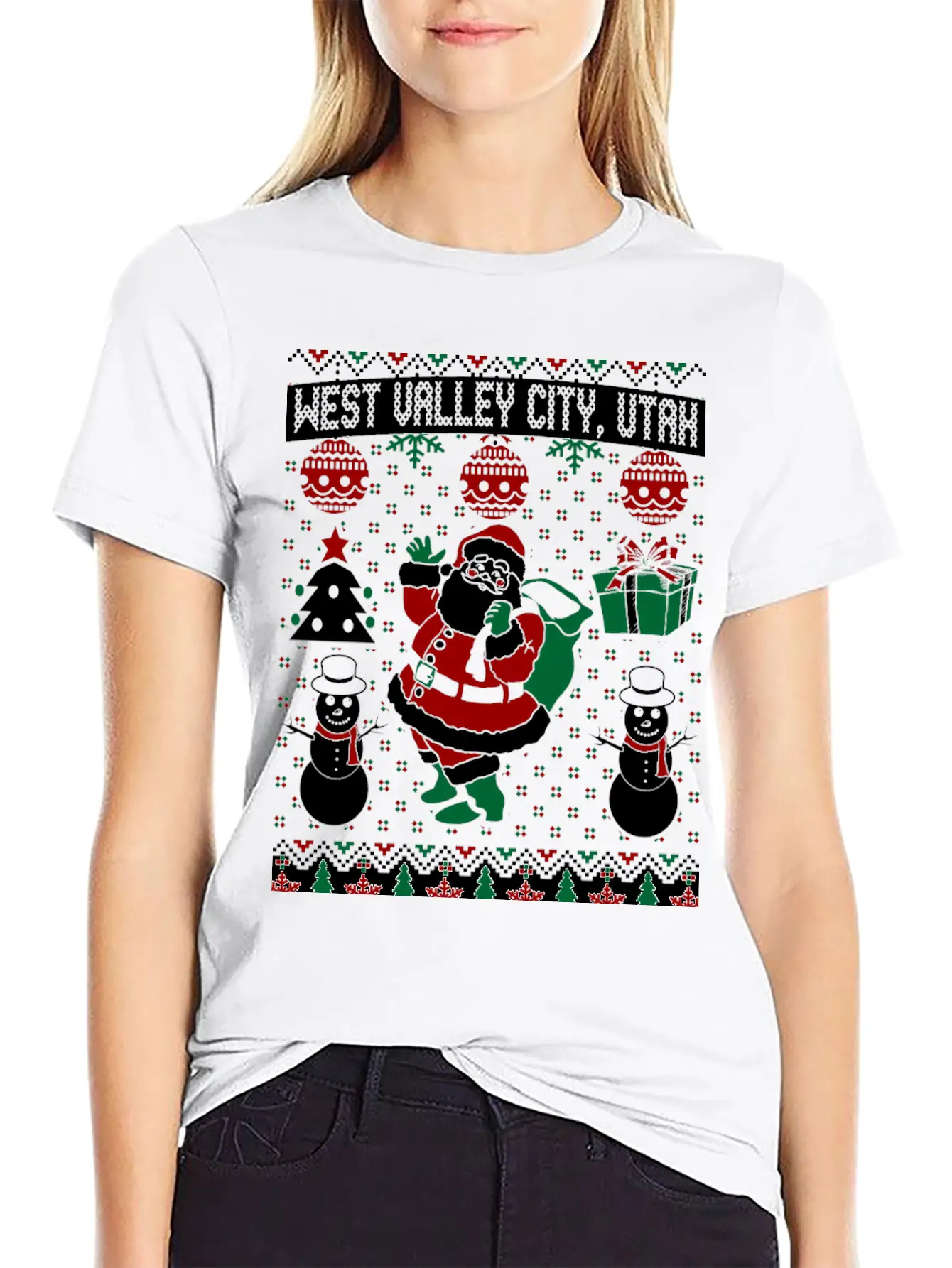 Christmas Ugly Sweater West Valley City Utah Breathable Soft Cotton T-Shirt – Timeless Casual Look