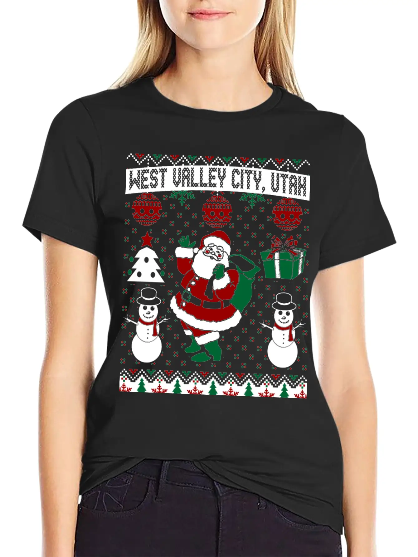 Christmas Ugly Sweater West Valley City Utah Breathable Soft Cotton T-Shirt – Timeless Casual Look