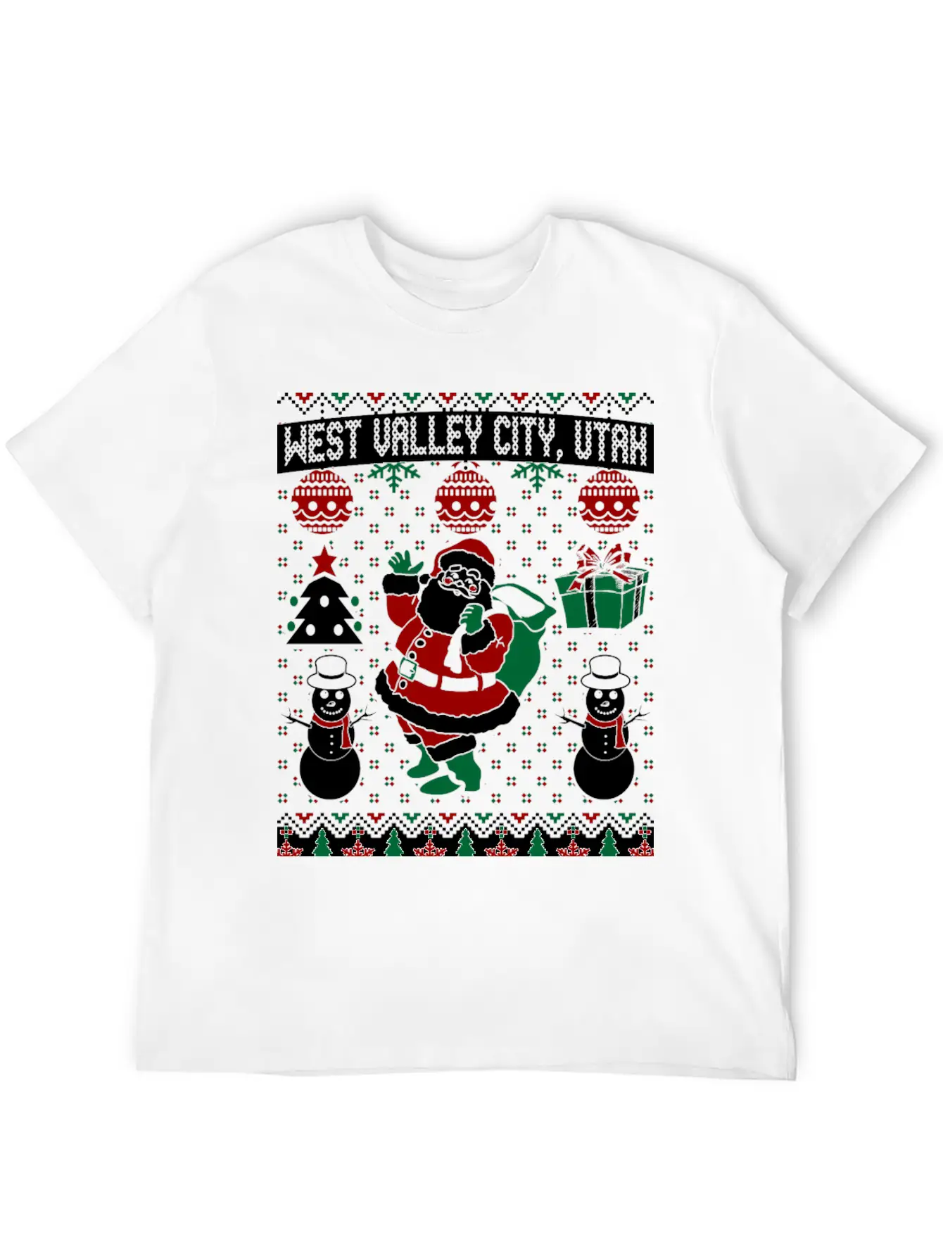 Christmas Ugly Sweater West Valley City Utah Breathable Soft Cotton T-Shirt – Timeless Casual Look