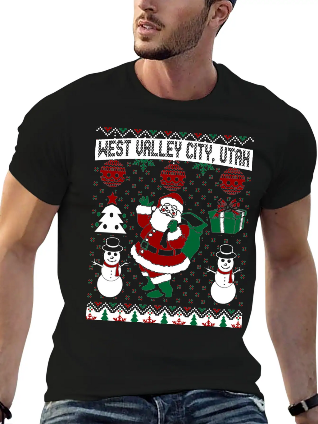 Christmas Ugly Sweater West Valley City Utah Breathable Soft Cotton T-Shirt – Timeless Casual Look